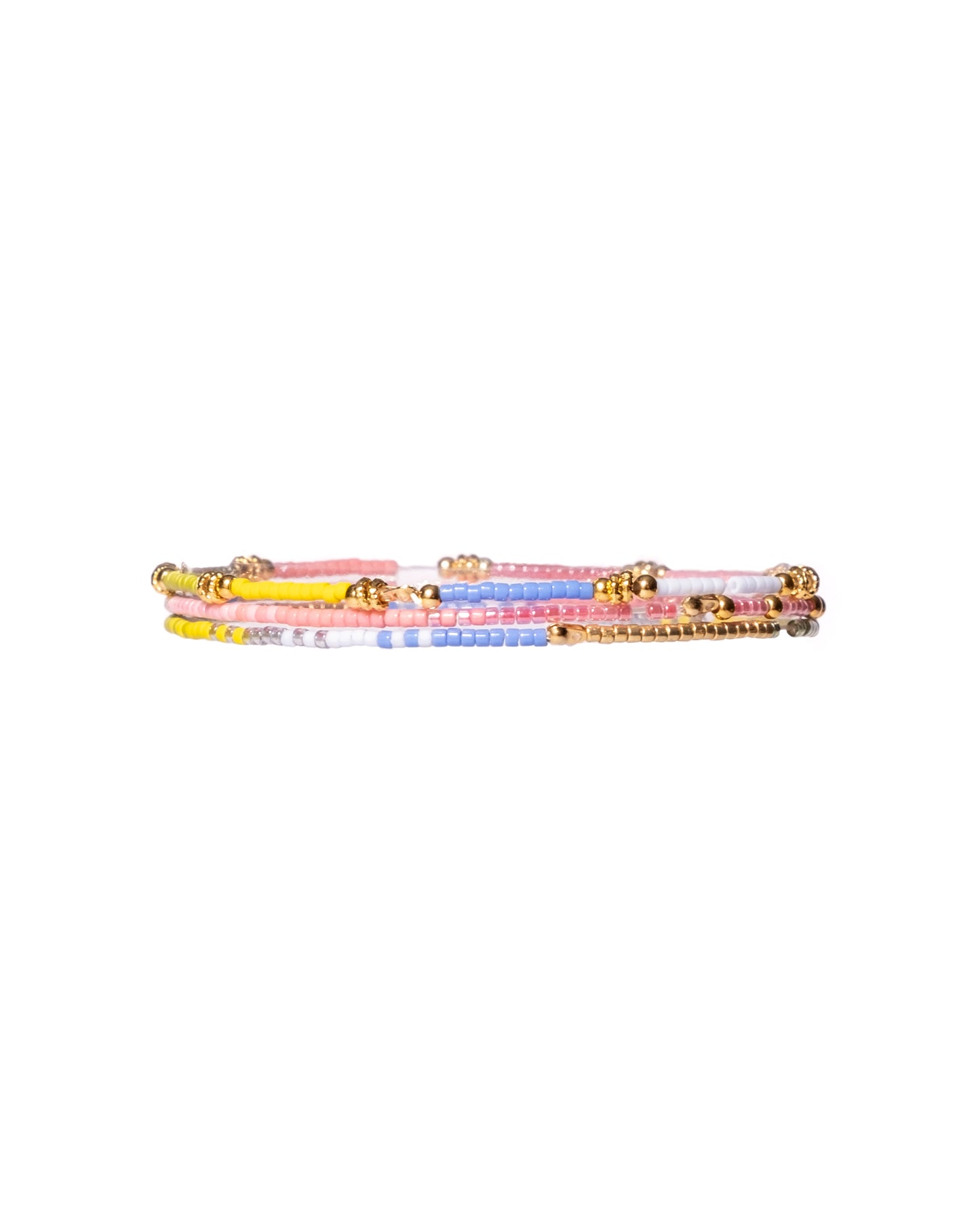 Set/3 Miyuki Beaded Bracelet Set - Pink/Citron/Periwinkle