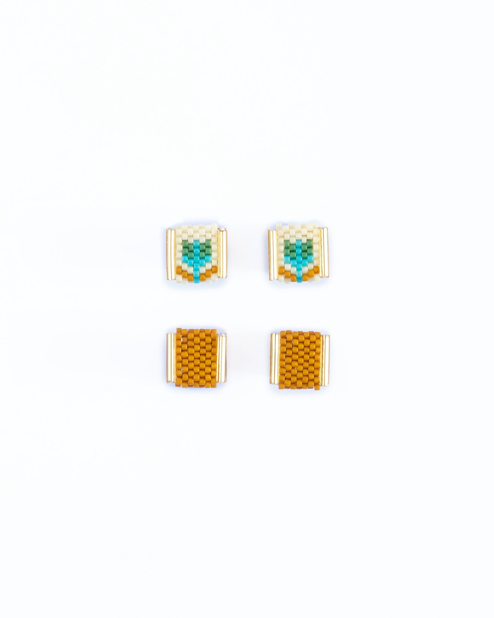 Beaded Handwoven Tulip Stud Packs - Cream/Tan