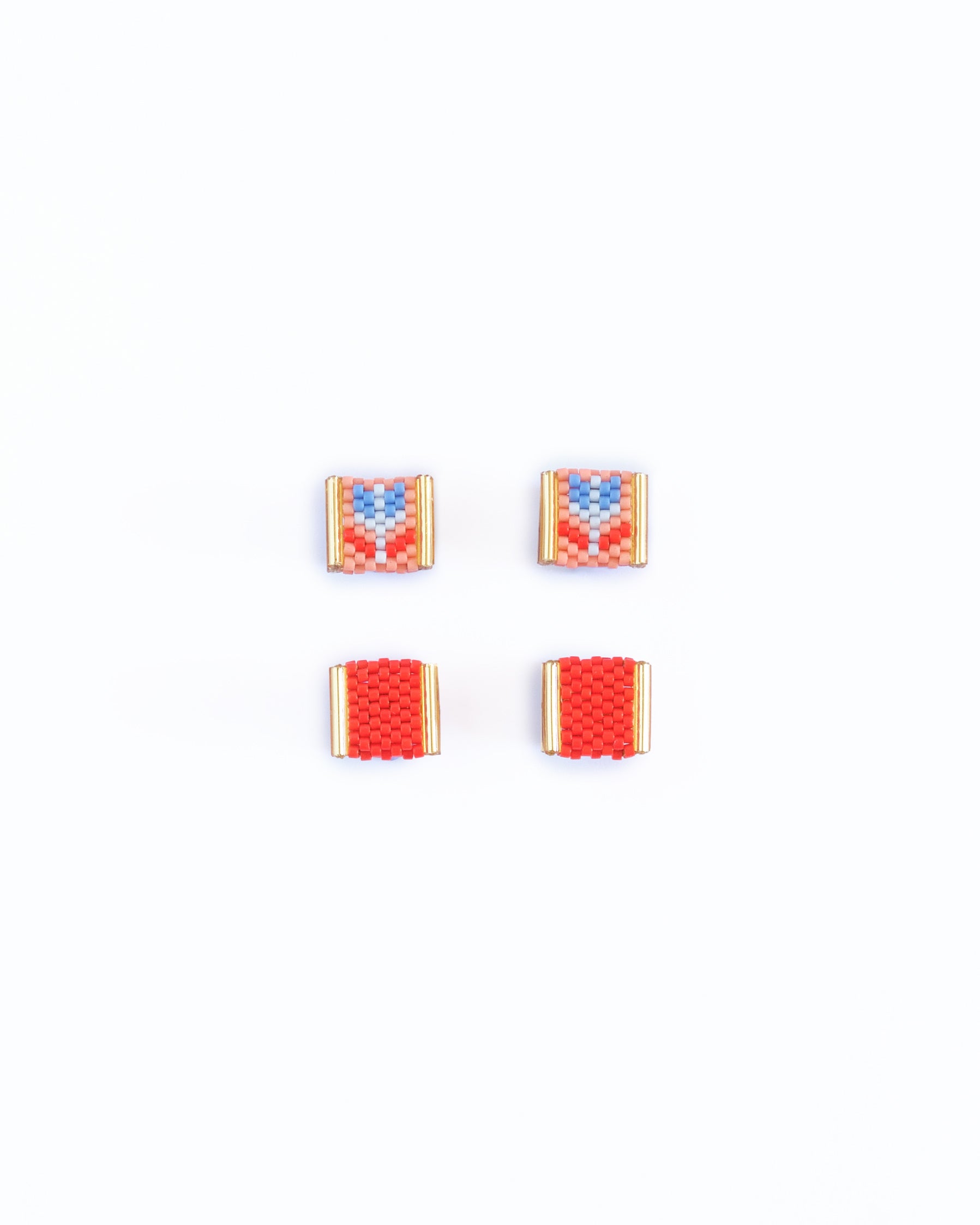 Beaded Handwoven Tulip Stud Packs - Salmon/Red