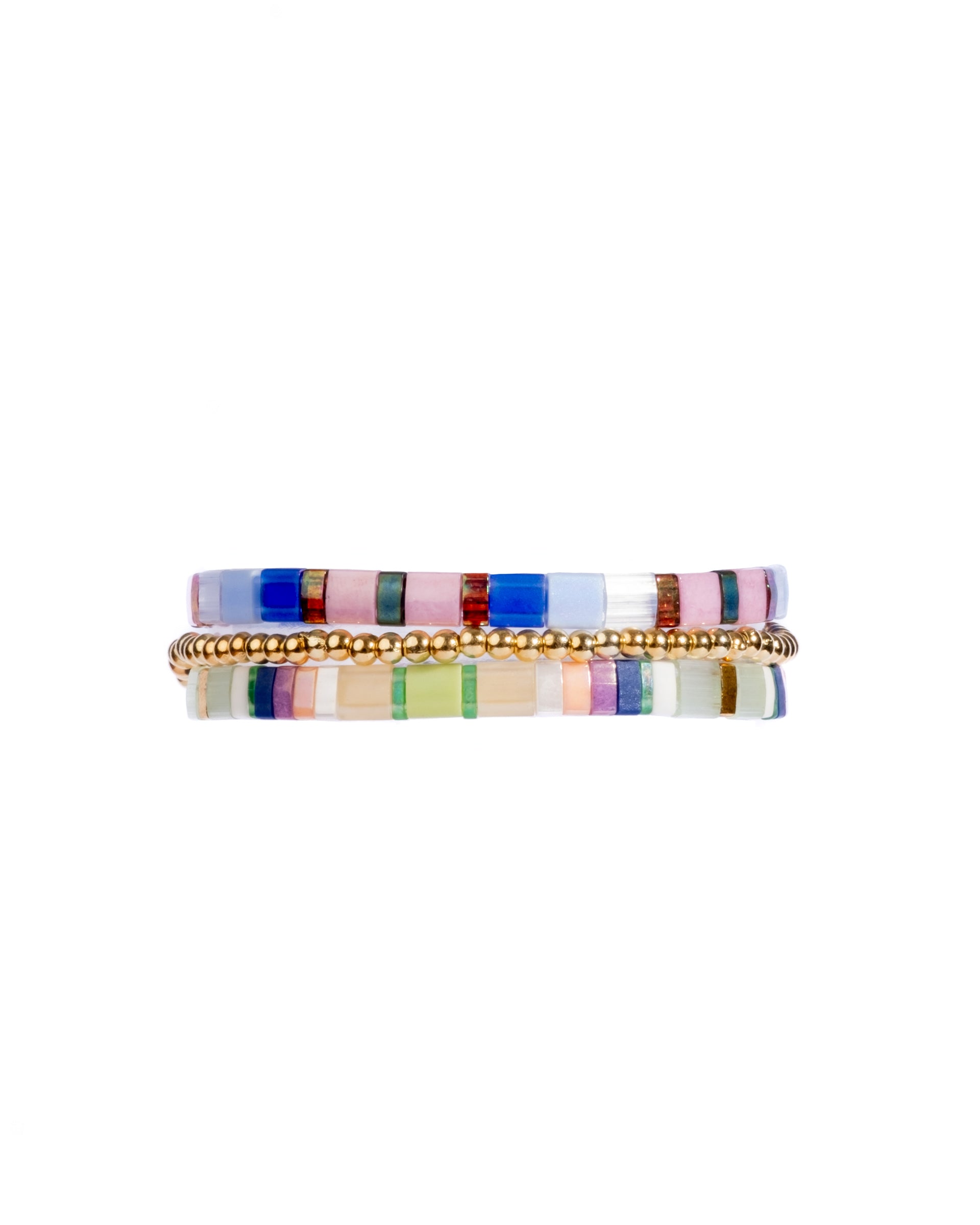 Miyuki Stretch Tila Bracelet Set of 3 - Blue/Purple