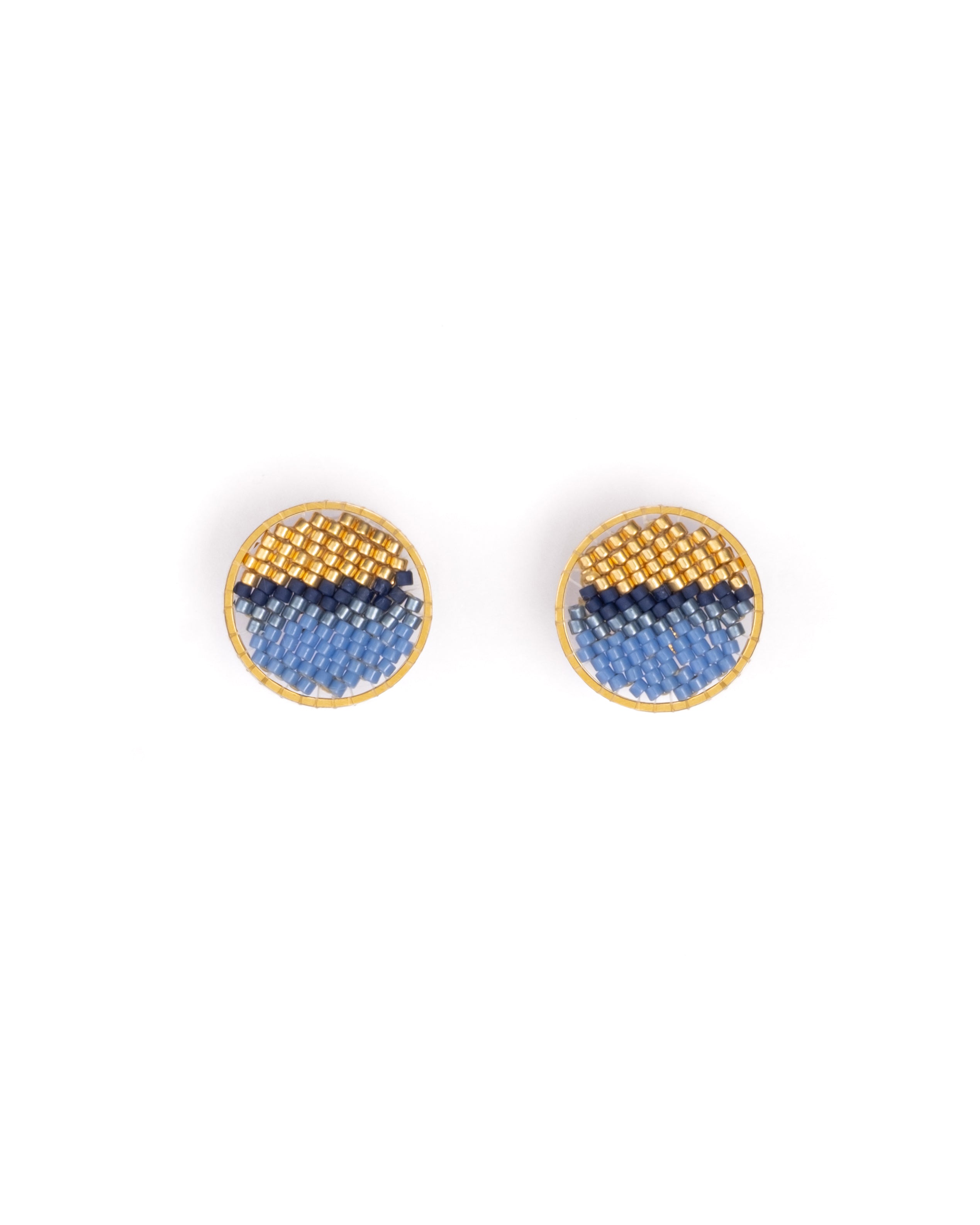 Beaded Handwoven Sweet Tart Stud Earrings - Blue