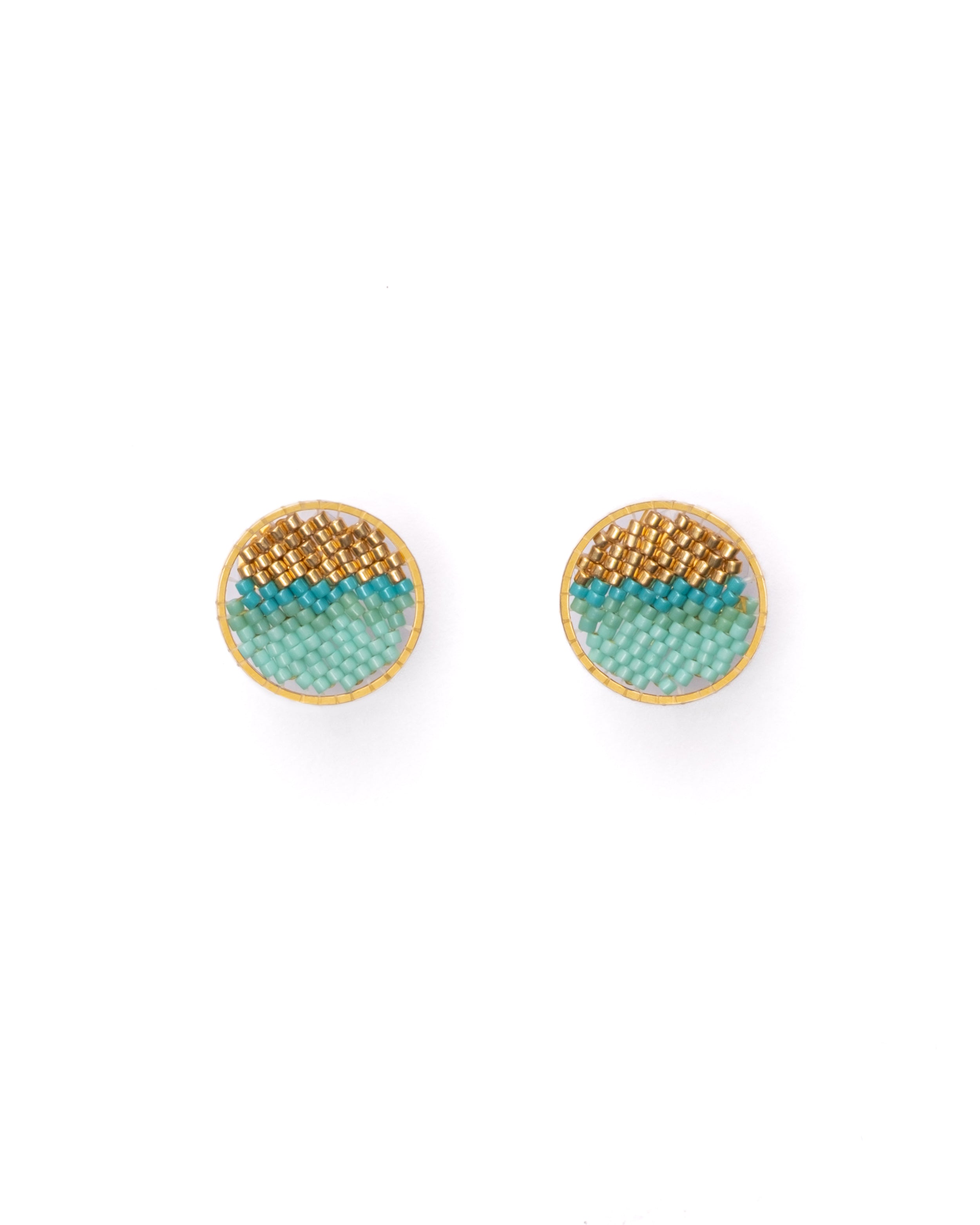 Beaded Handwoven Sweet Tart Stud Earrings - Aqua