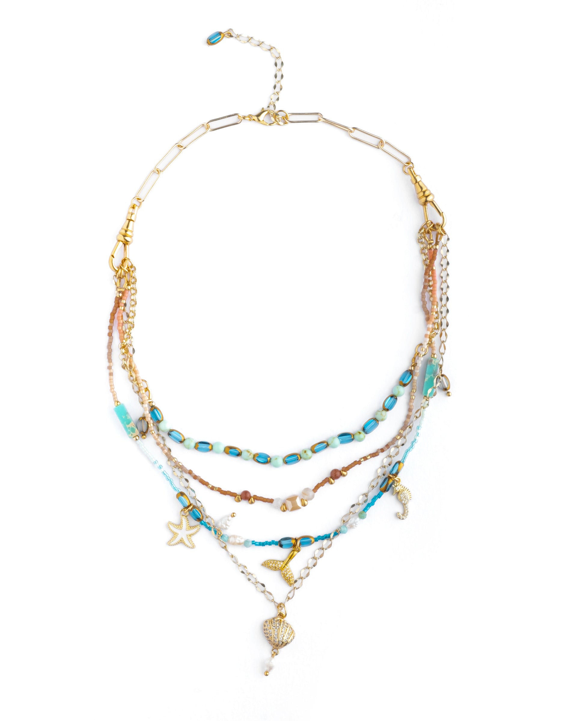 Beaded Interchangeable Necklace Layering Set/4 - Ocean