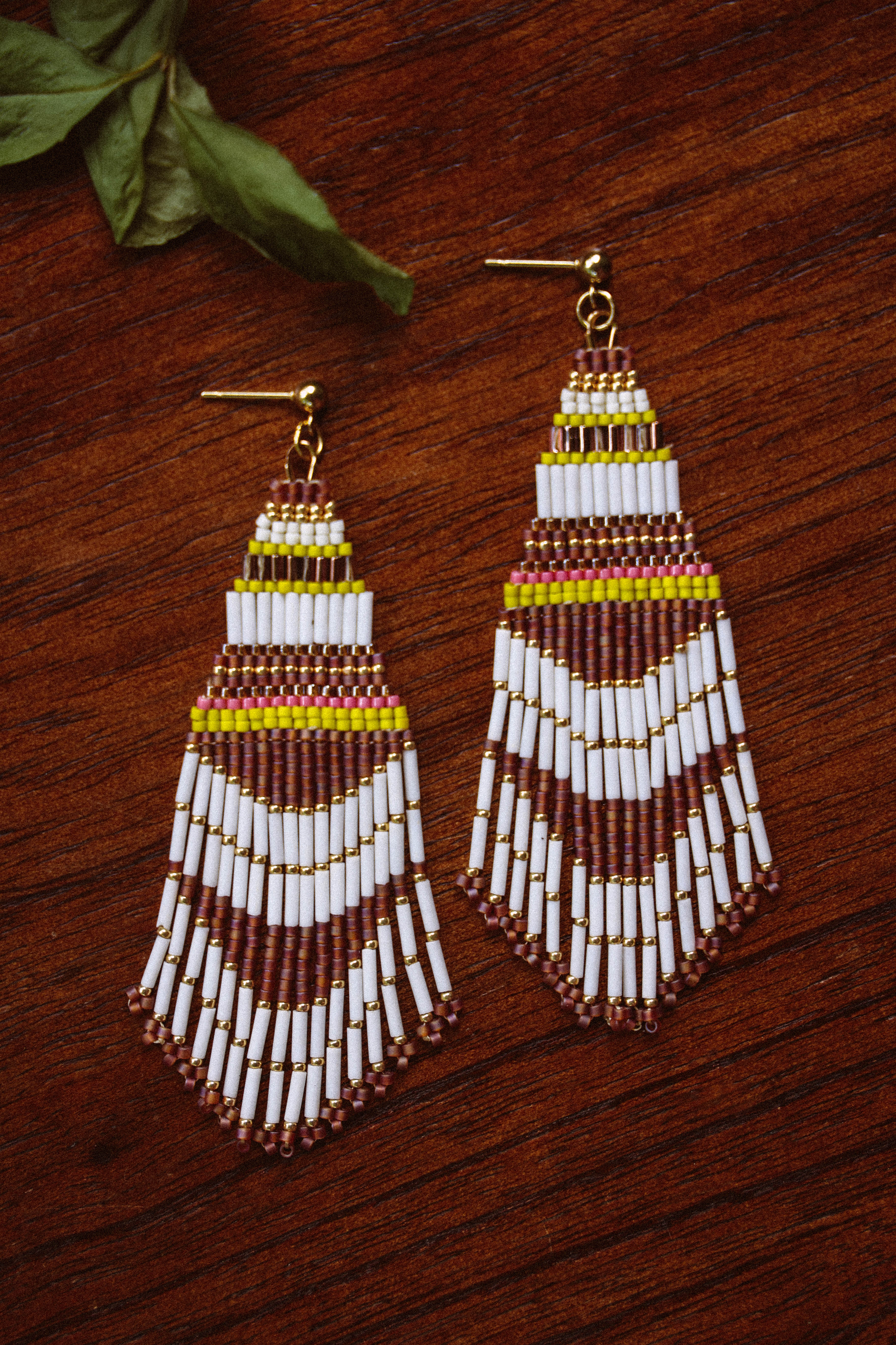 Handwoven Beaded Embellished Woodland Fringe Earrings – Mayana