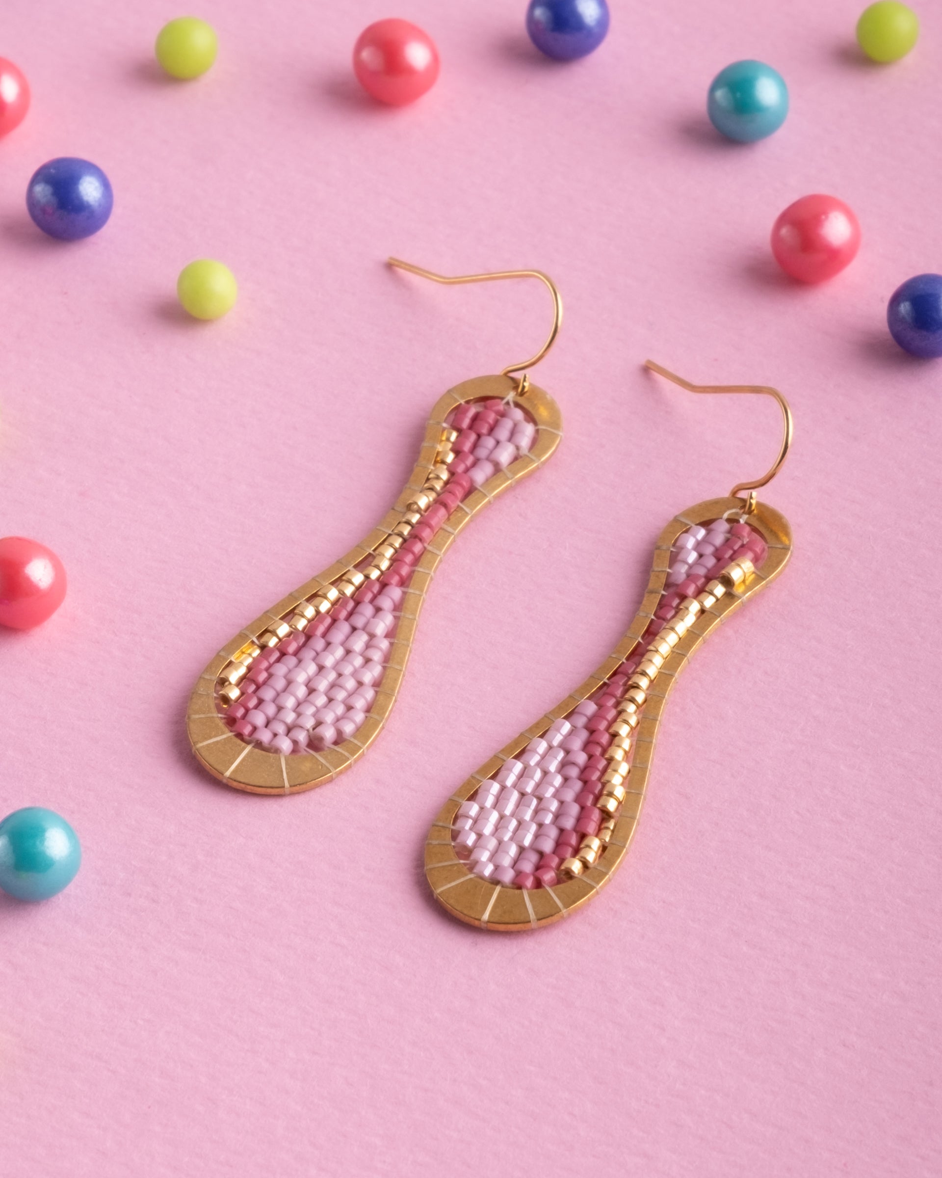 Beaded Handwoven Taffy Twist Drop Earrings (Copy)
