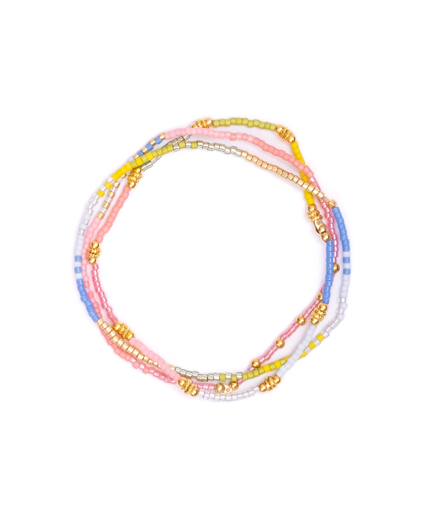 Set/3 Miyuki Beaded Bracelet Set - Pink/Citron/Periwinkle