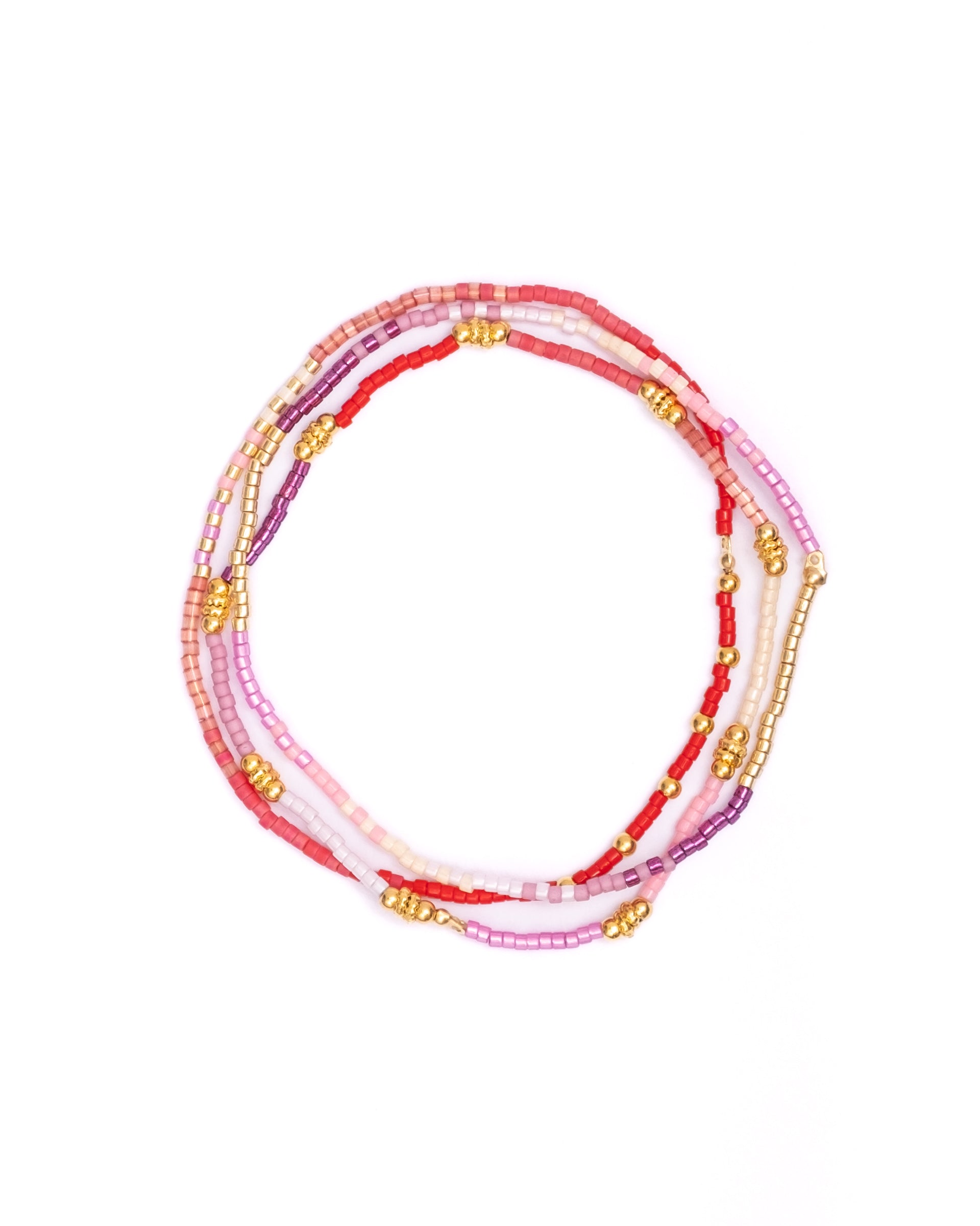 Set/3 Miyuki Beaded Bracelet Set - Red/Pink/Purple
