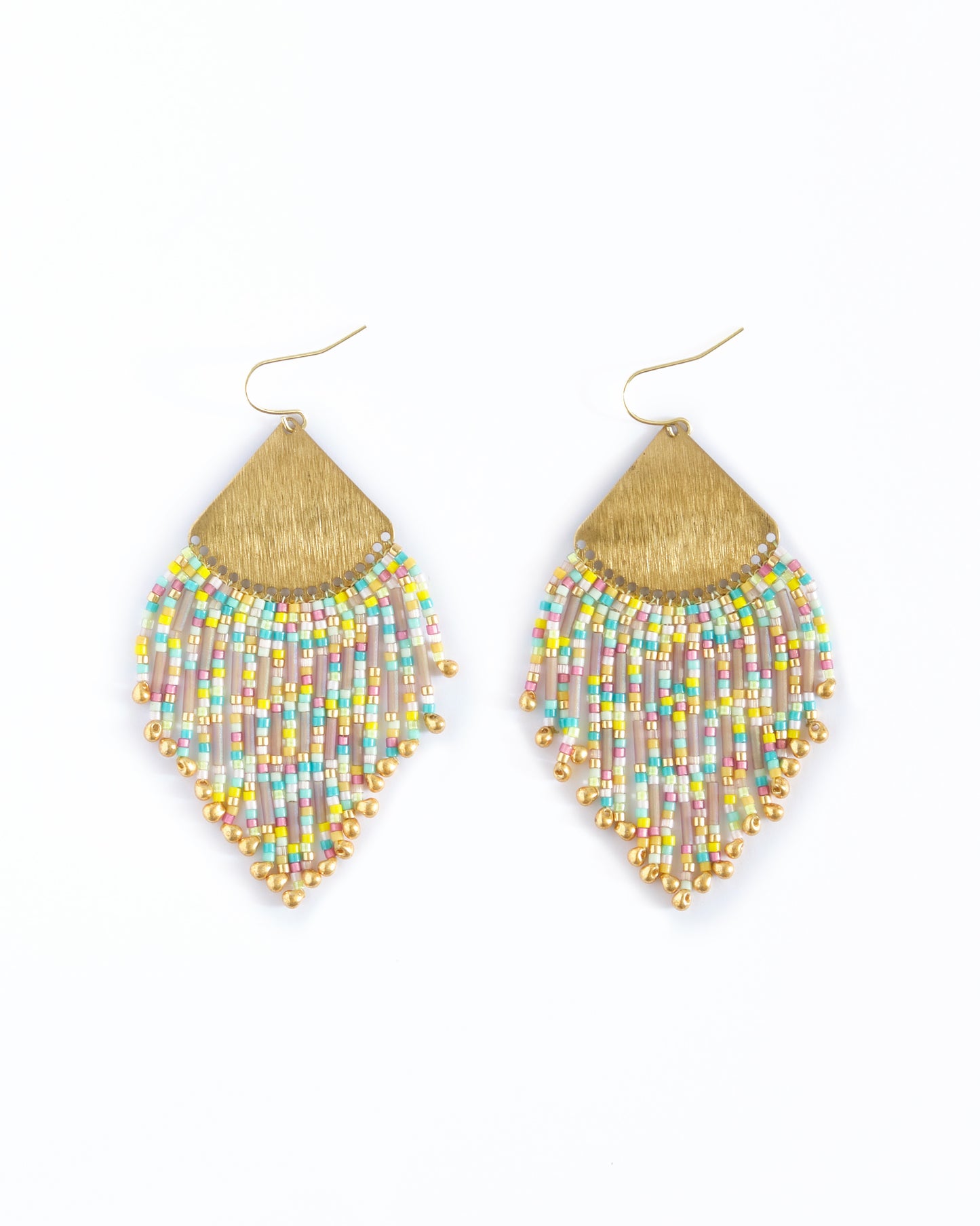 Beaded Handwoven Confetti Fringe Earrings