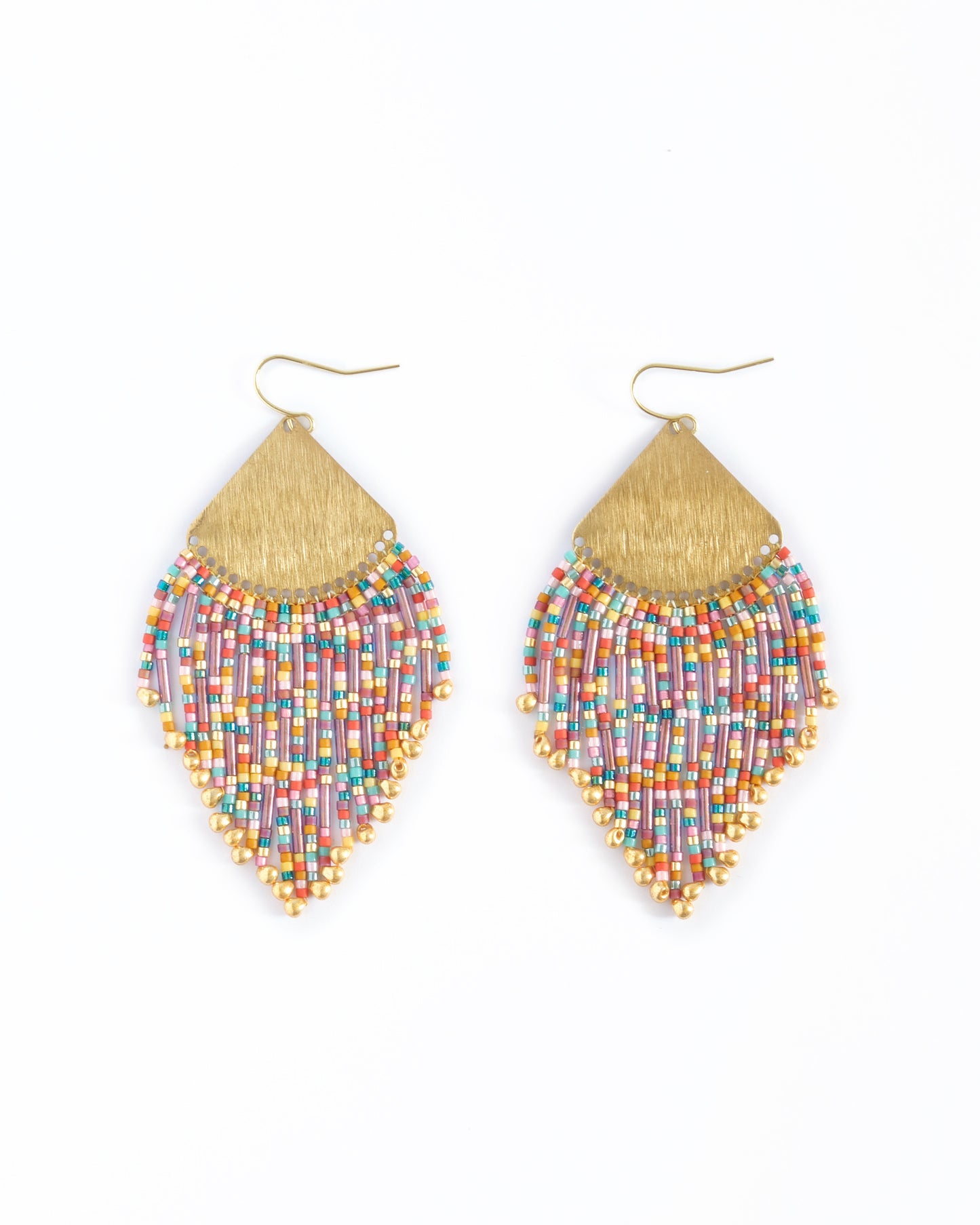 Beaded Handwoven Confetti Fringe Earrings