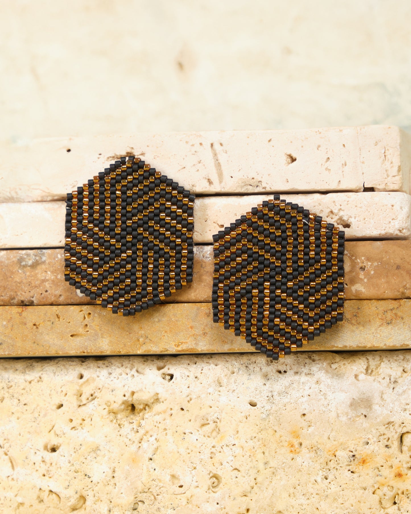 Beaded Handwoven Leticia Hexagon Earrings