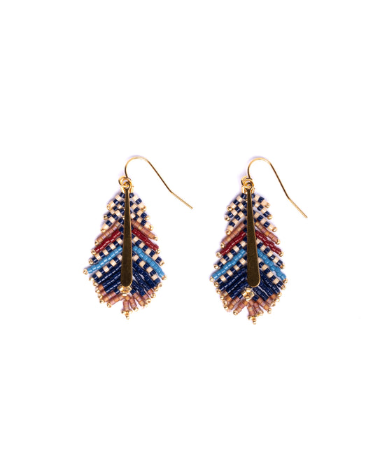 Beaded Handwoven Gilded Feather Earrings