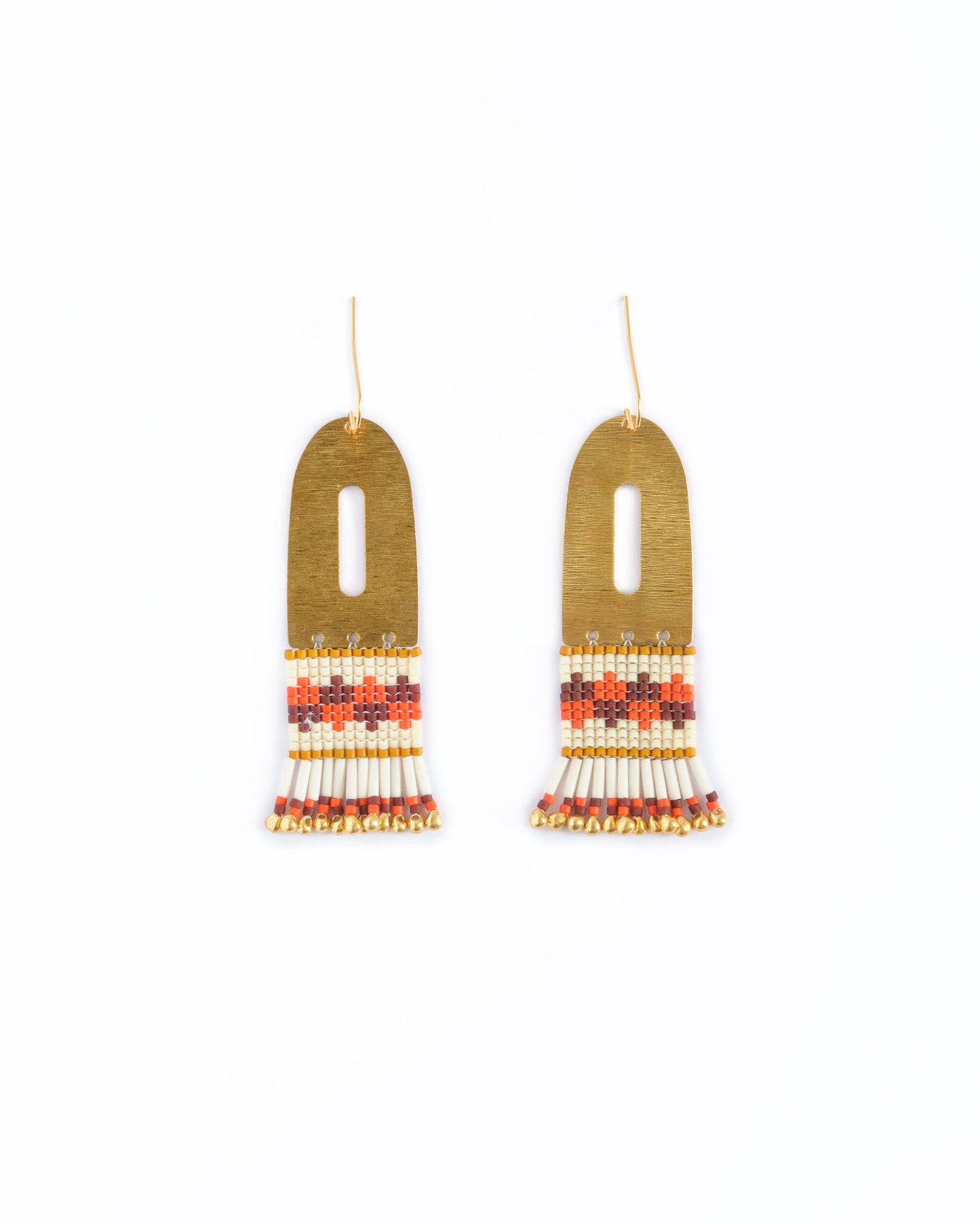 Beaded Handwoven Color Block Earrings