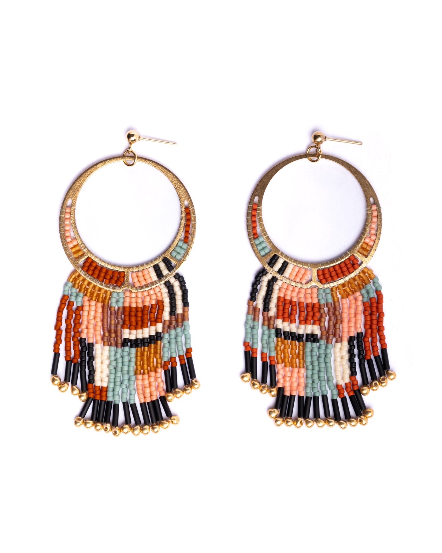 Beaded Handwoven Painted Desert Fringe Earrings