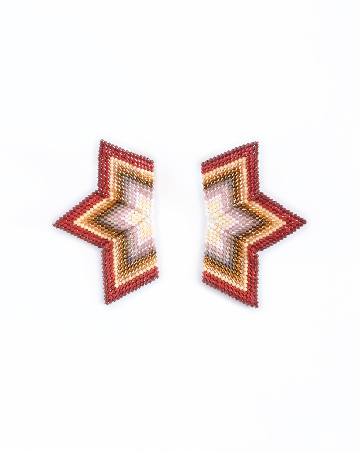 Beaded Handwoven Large Half Star Earrings