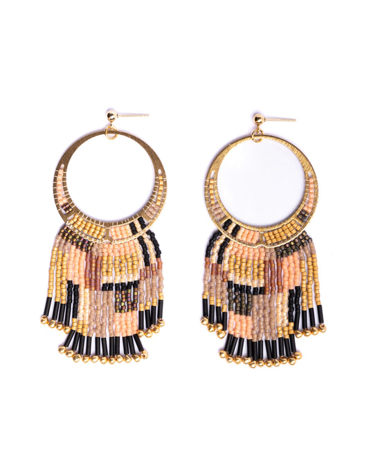 Beaded Handwoven Painted Desert Fringe Earrings