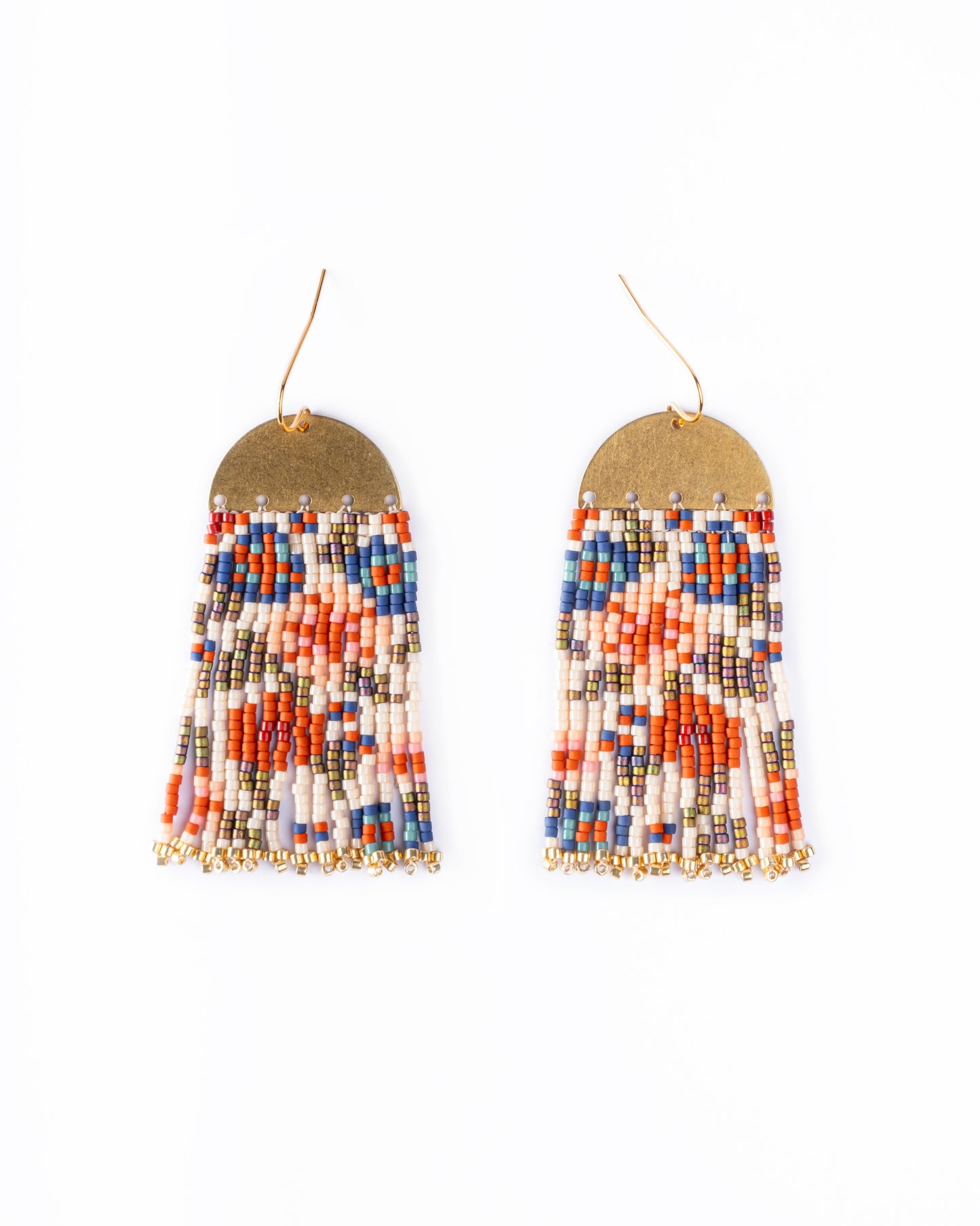 Handwoven Beaded Summer Garden Fringe Earrings