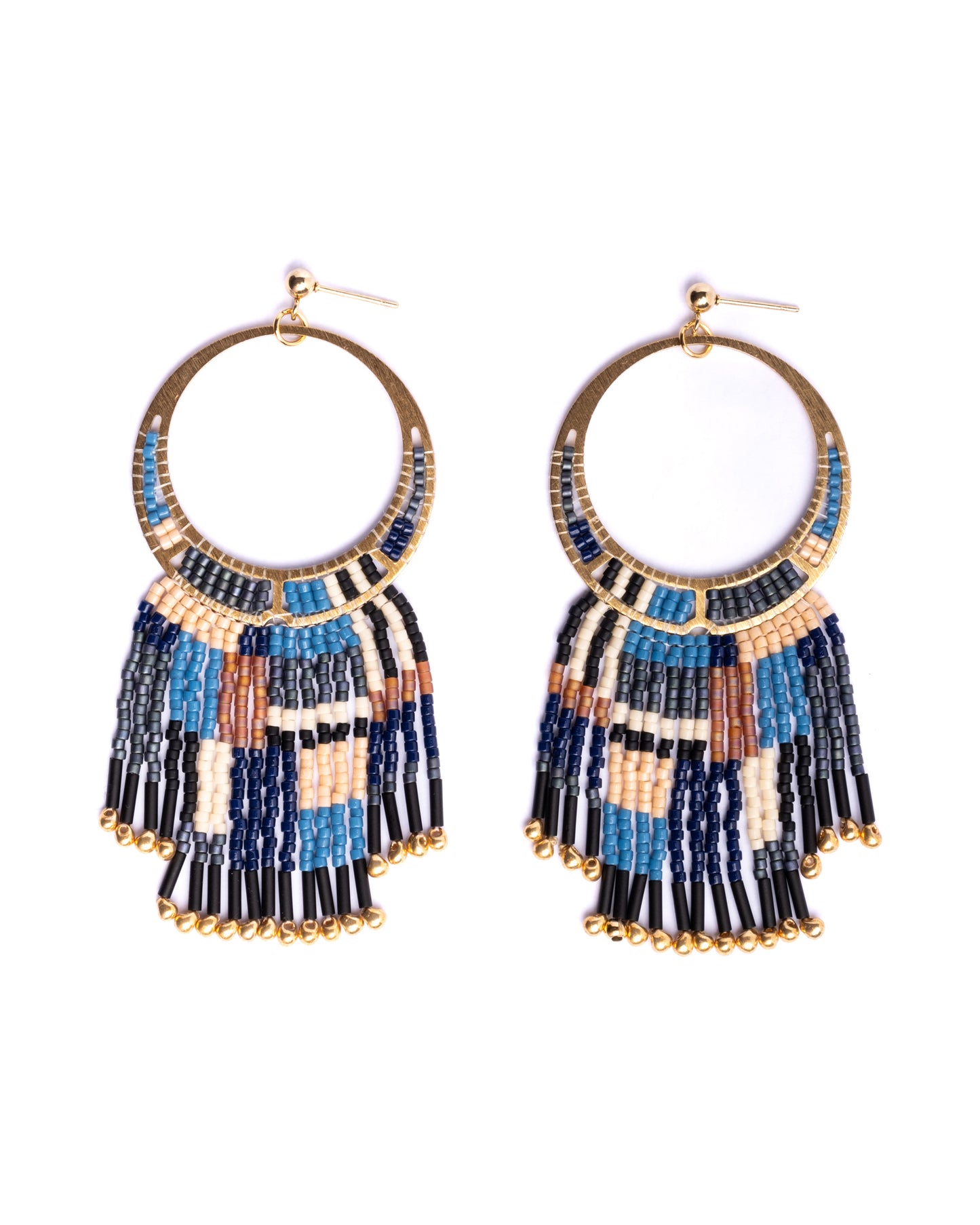 Beaded Handwoven Painted Desert Fringe Earrings