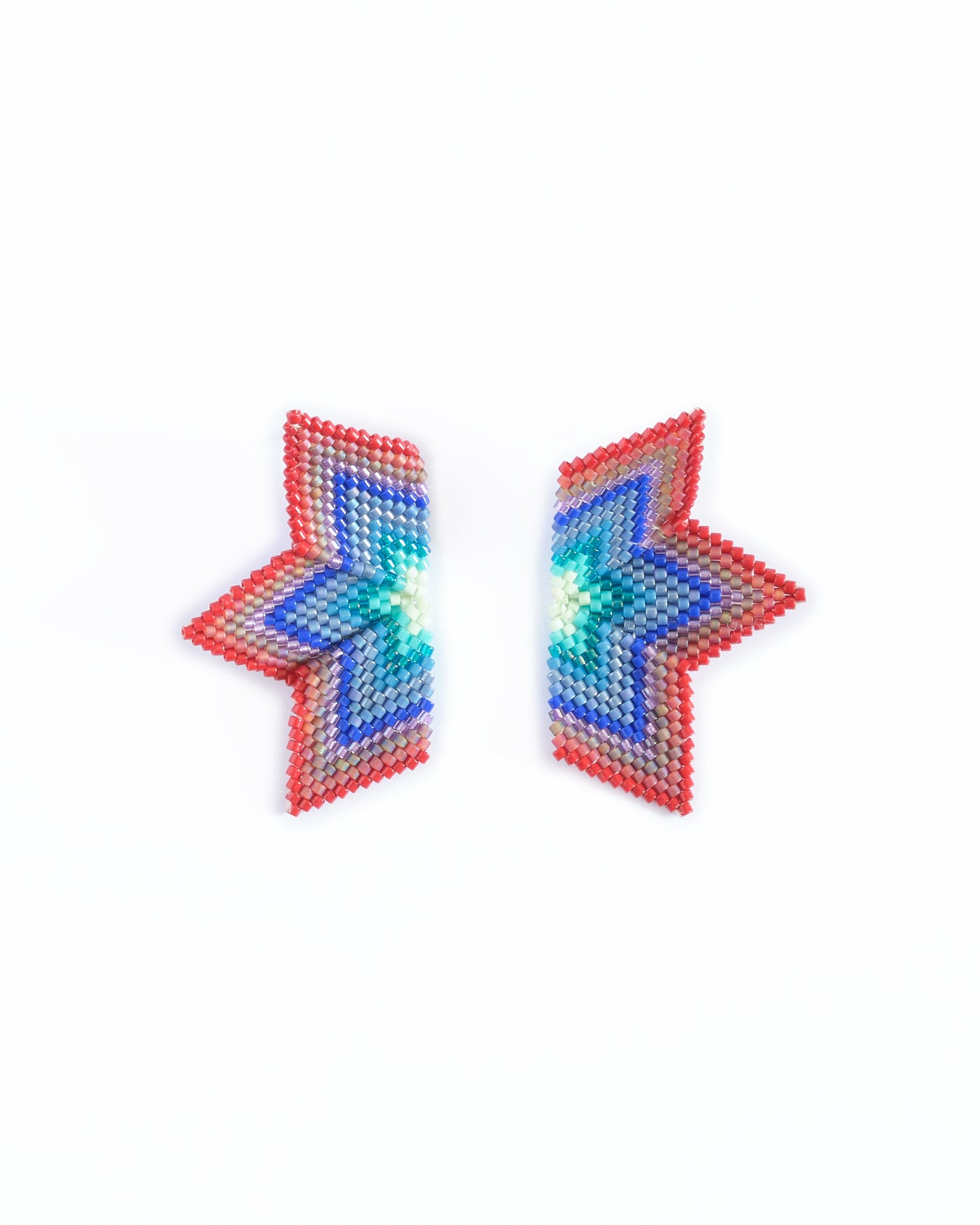 Beaded Handwoven Medium Half Star Earrings