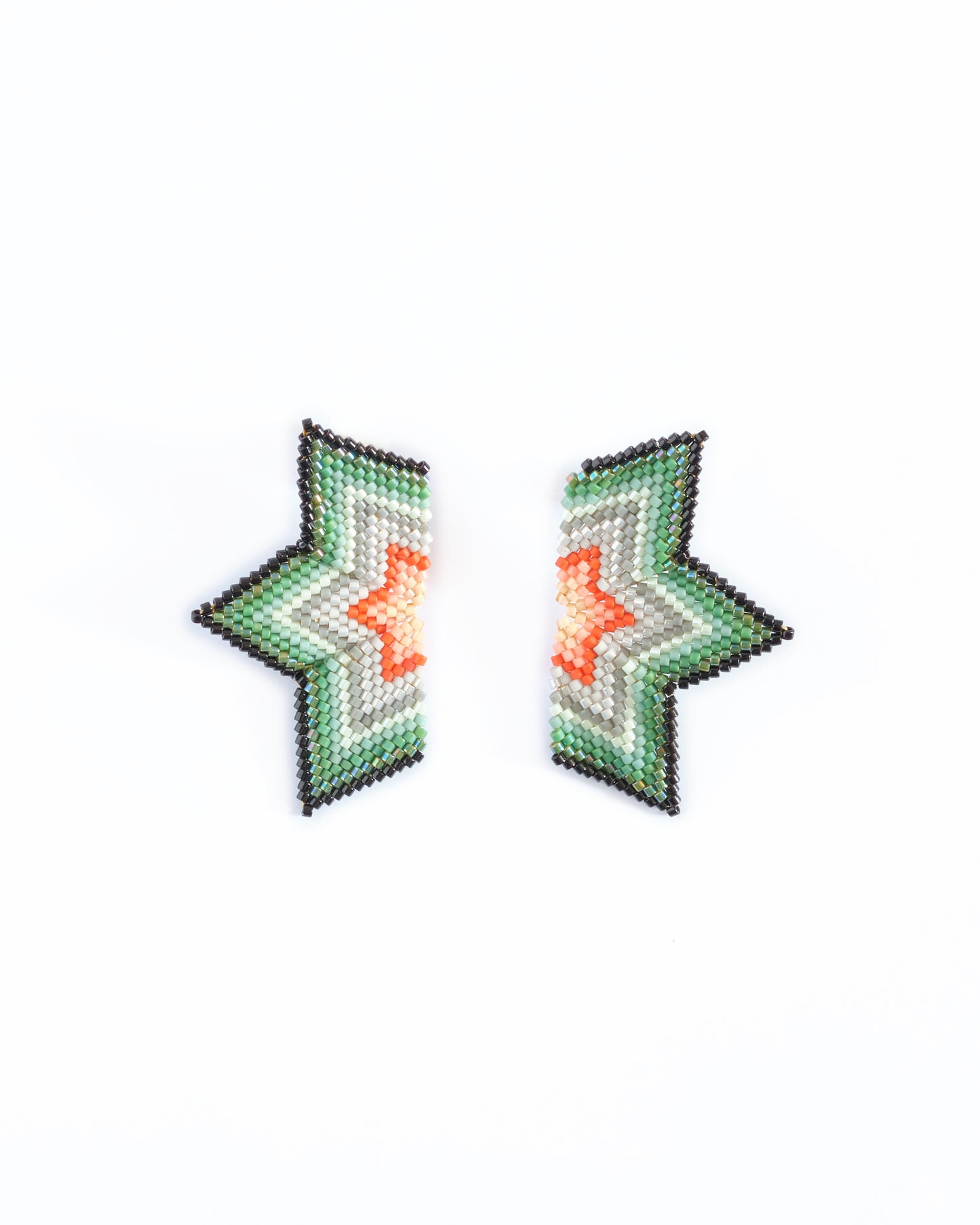 Beaded Handwoven Medium Half Star Earrings