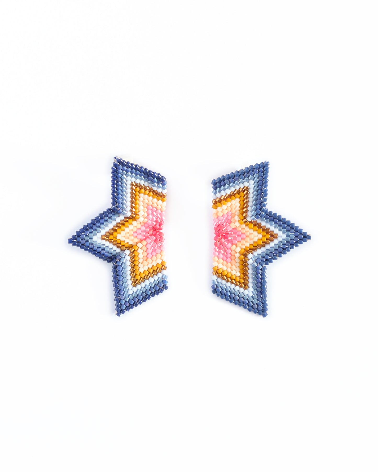 Beaded Handwoven Medium Half Star Earrings