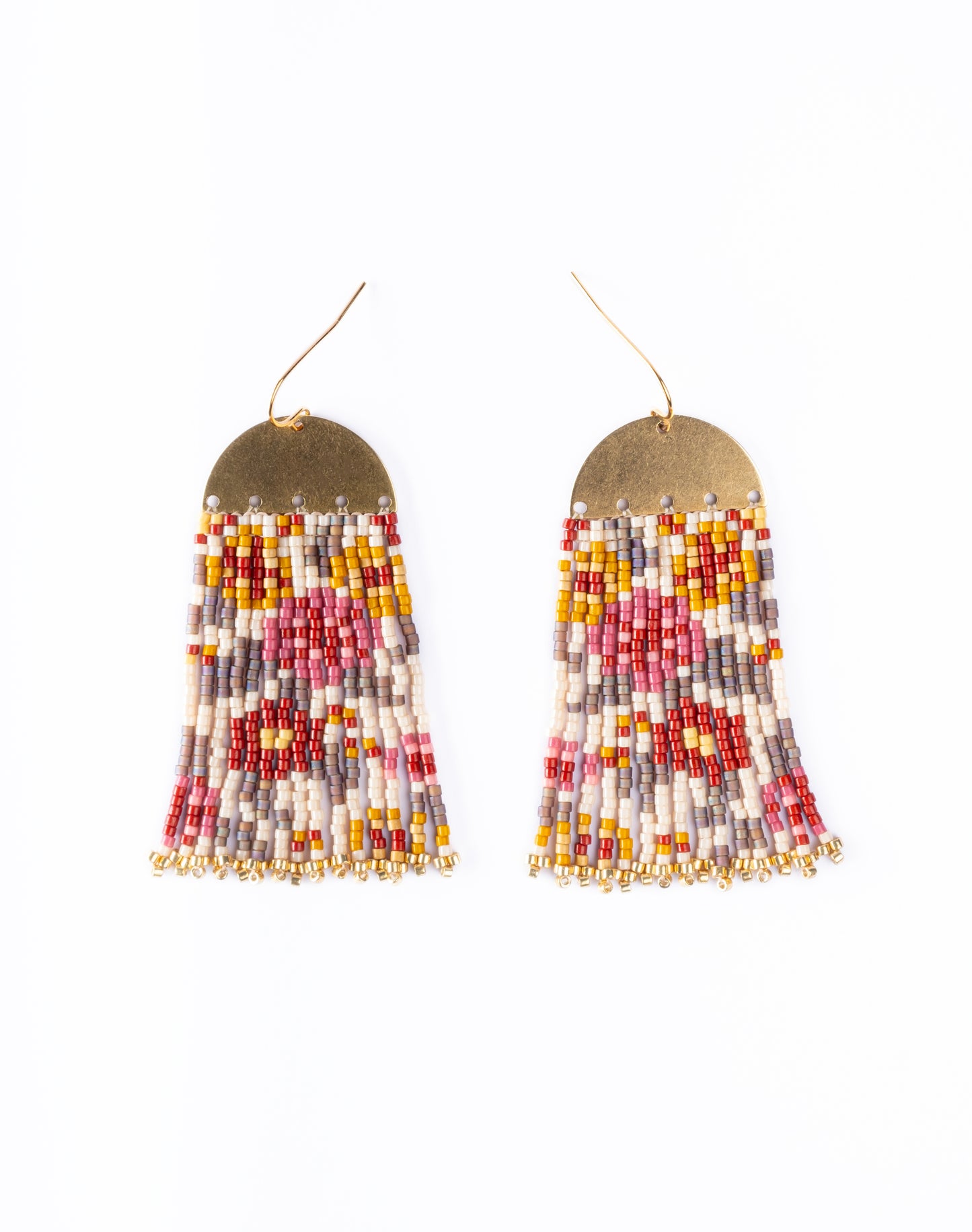 Handwoven Beaded Summer Garden Fringe Earrings