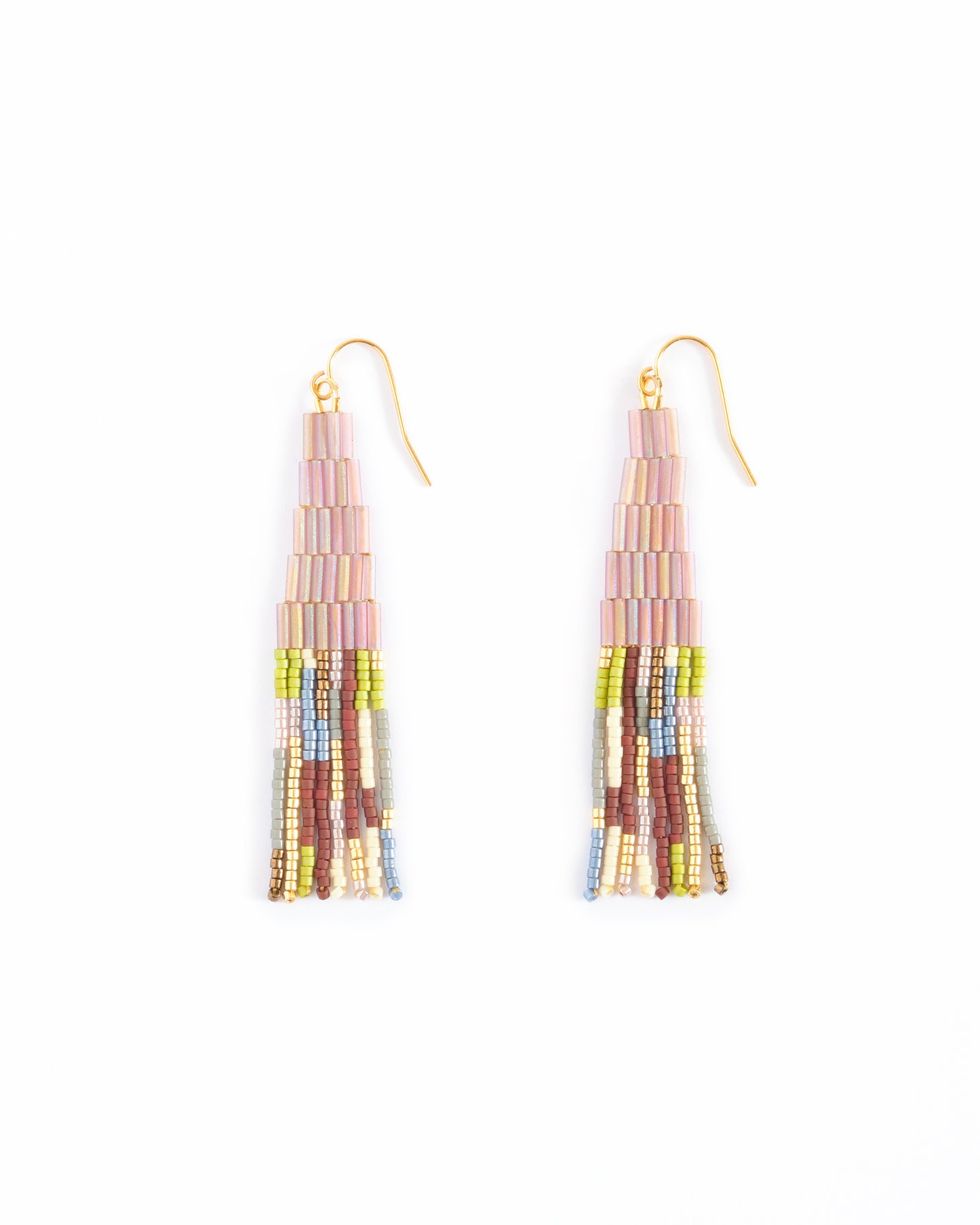 Beaded Handwoven Abstract Linear and Tube Earrings