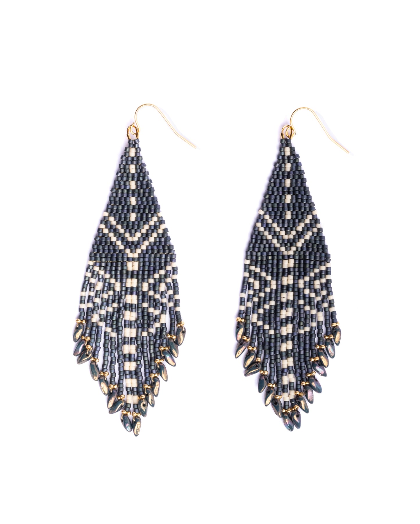 Beaded Handwoven Taos Fringe Earrings