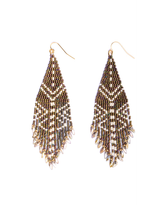 Beaded Handwoven Taos Fringe Earrings