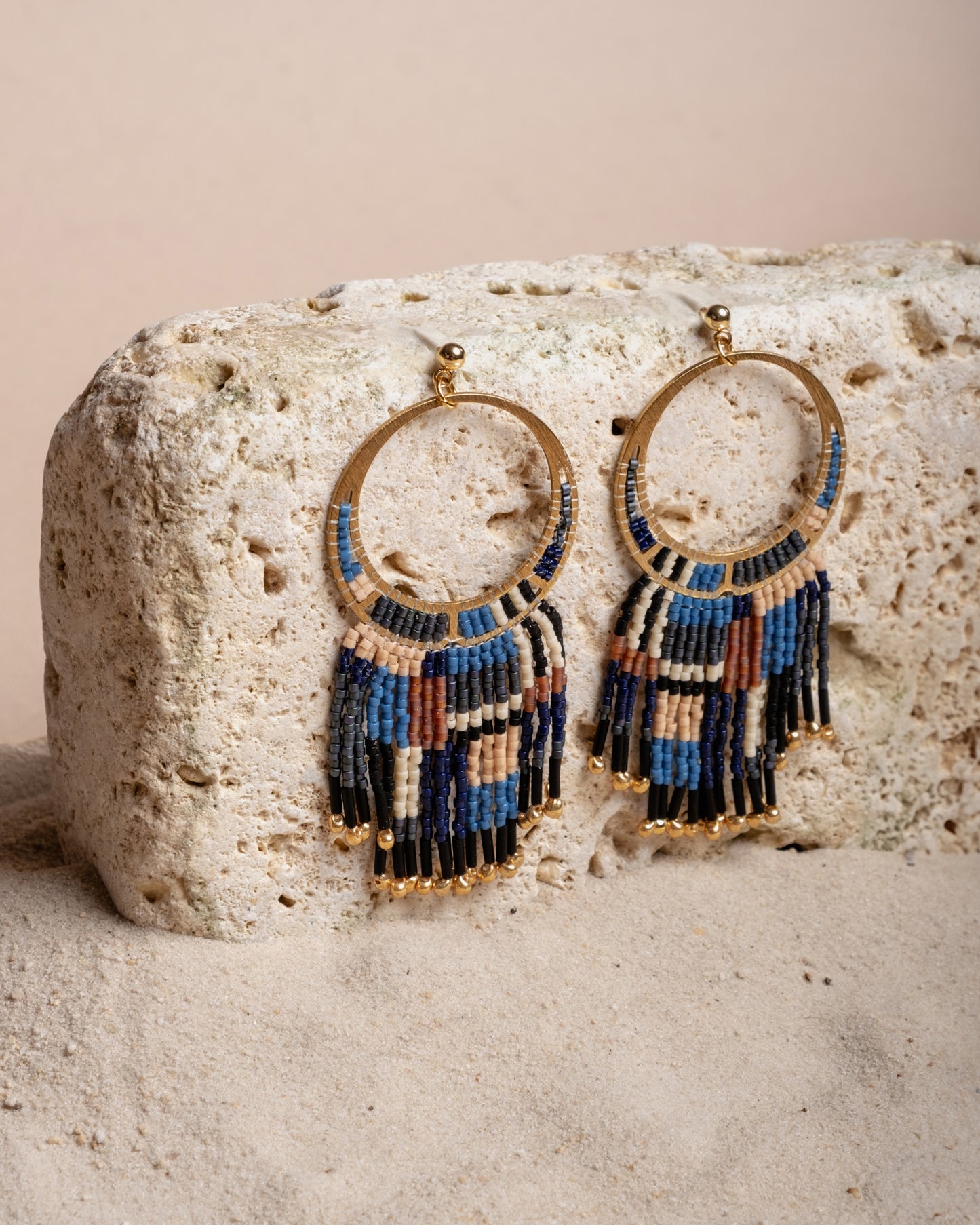 Beaded Handwoven Painted Desert Fringe Earrings