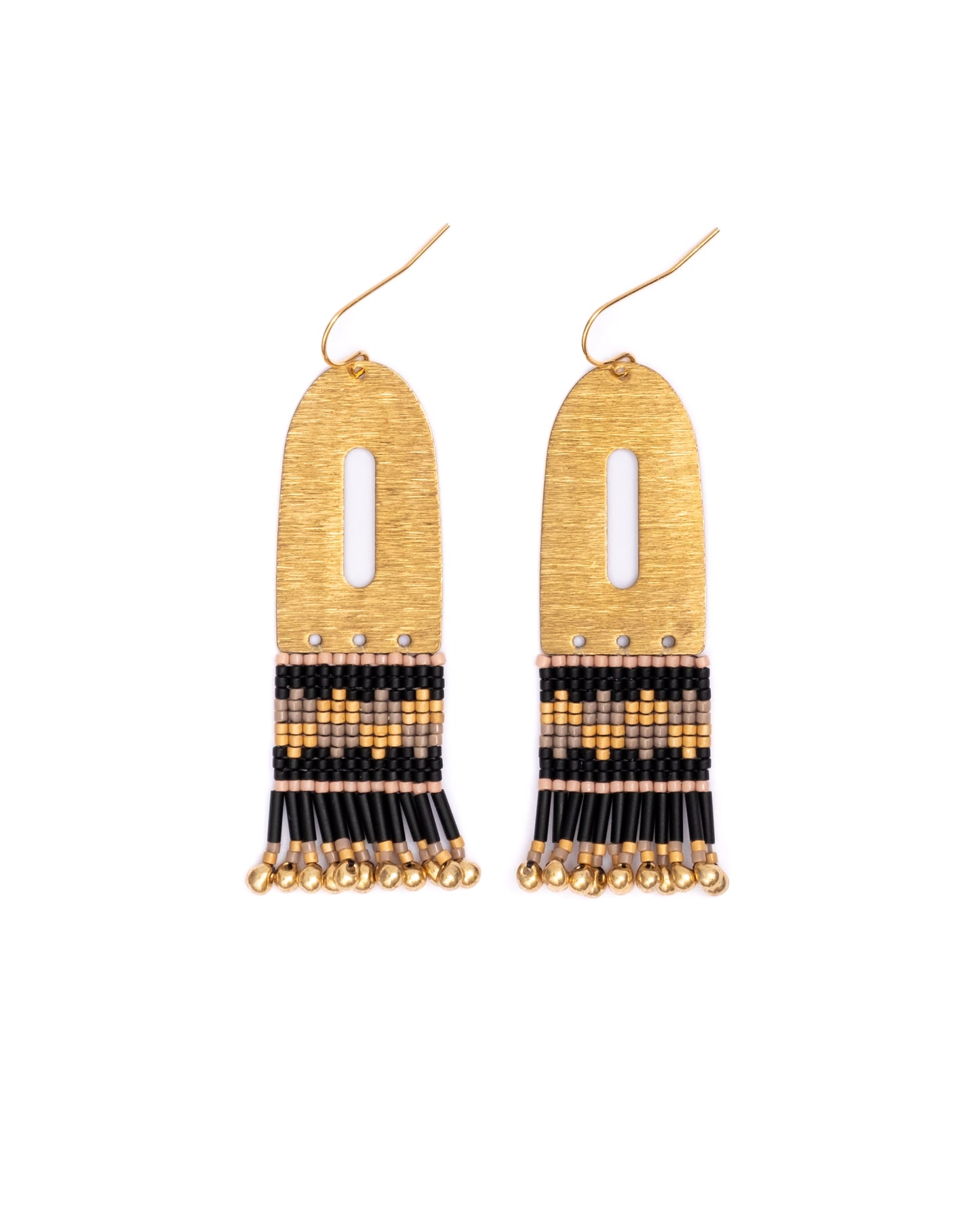 Beaded Handwoven Color Block Earrings