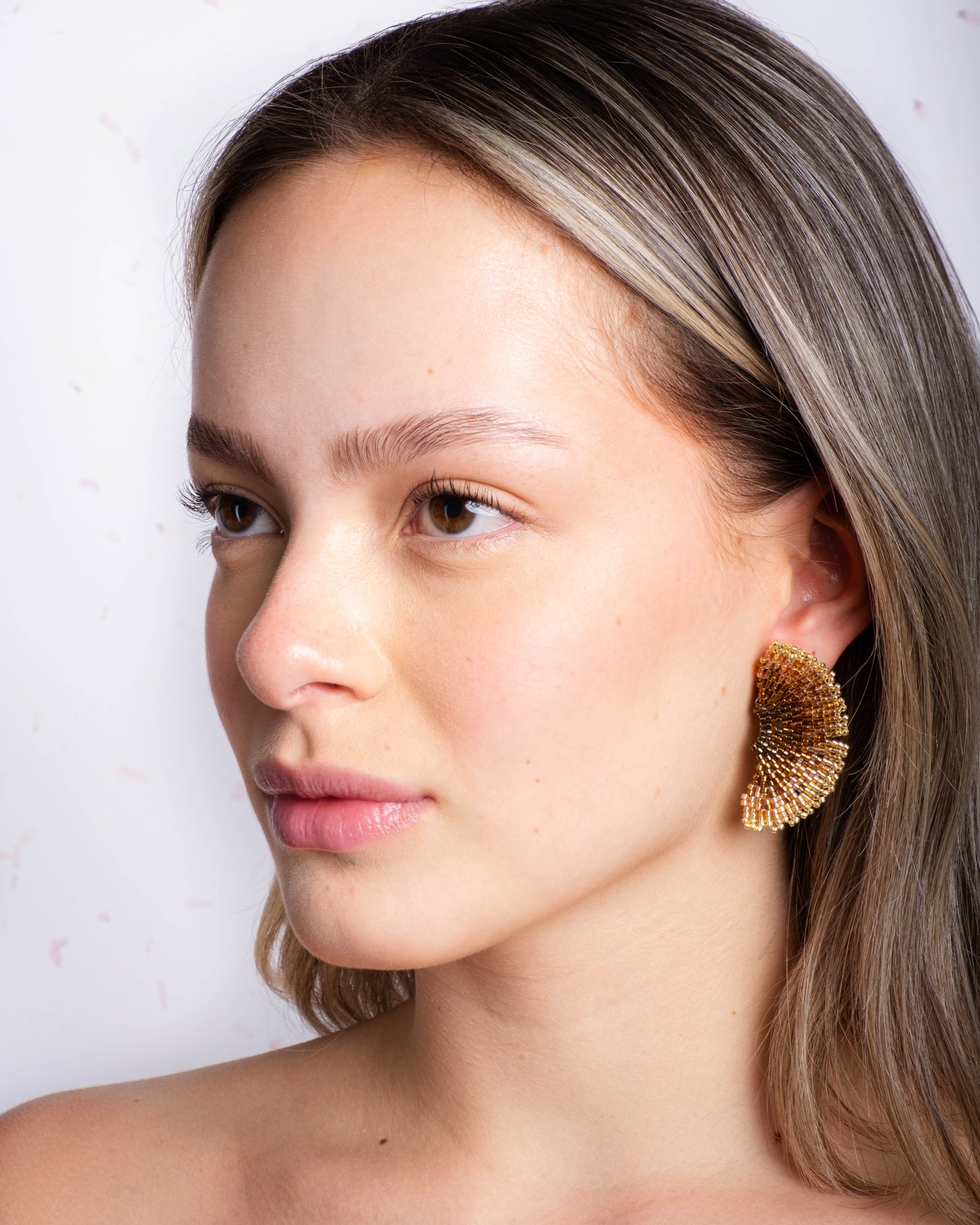 Handwoven Beaded Ginkgo Leaf Stud Earrings