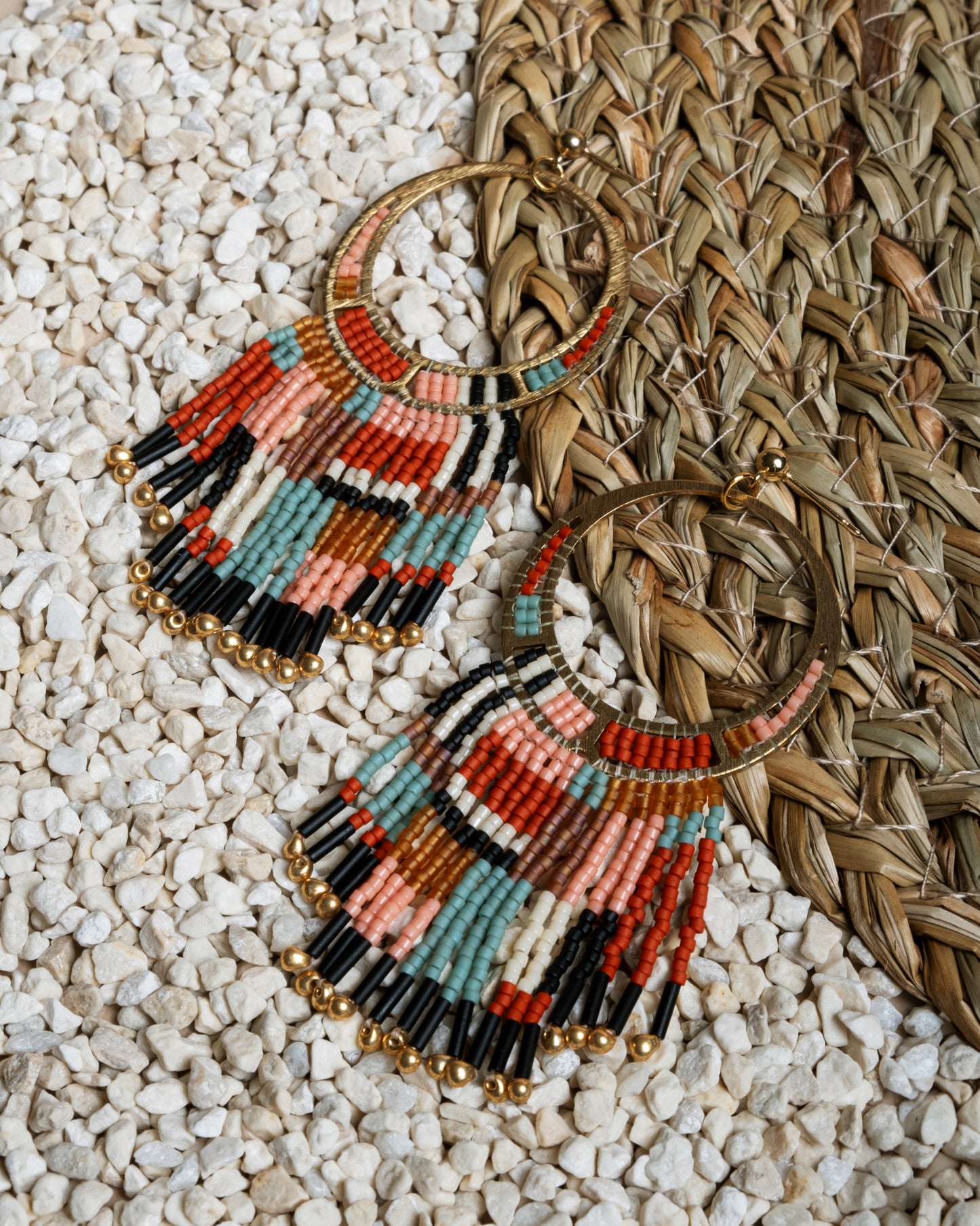 Beaded Handwoven Painted Desert Fringe Earrings