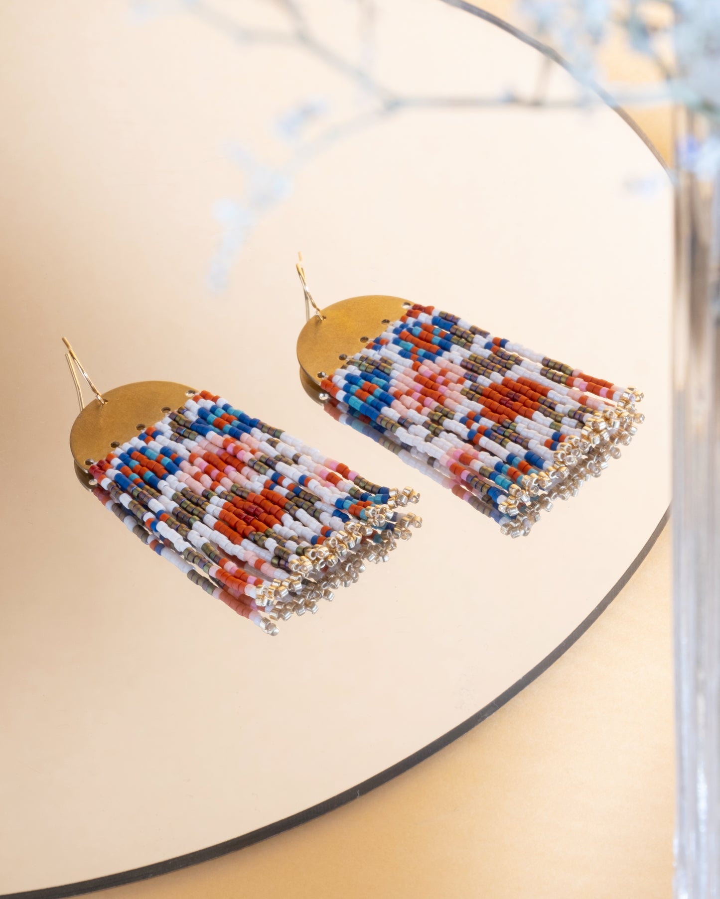 Handwoven Beaded Summer Garden Fringe Earrings