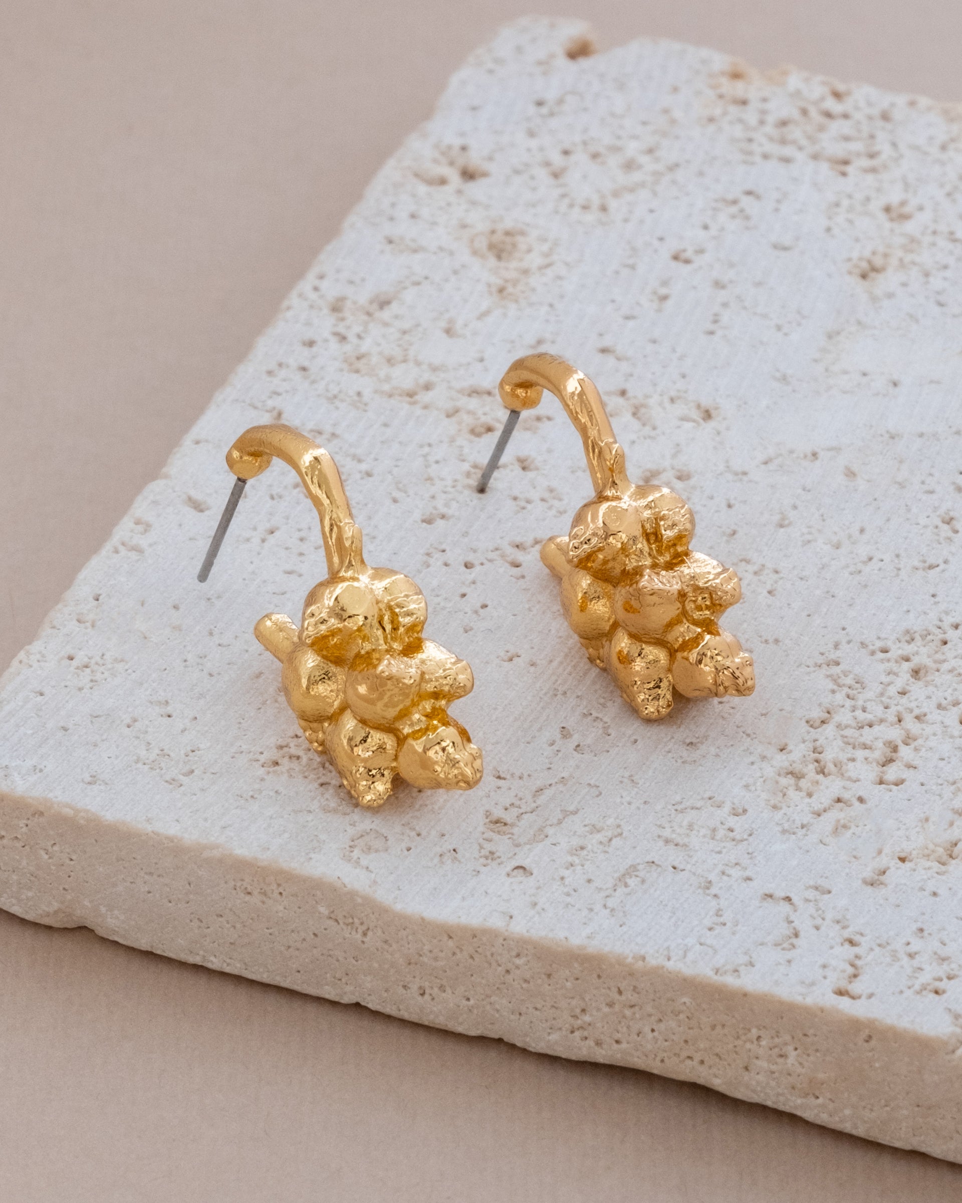 Gold Molten Cluster Mini Hoop Earrings