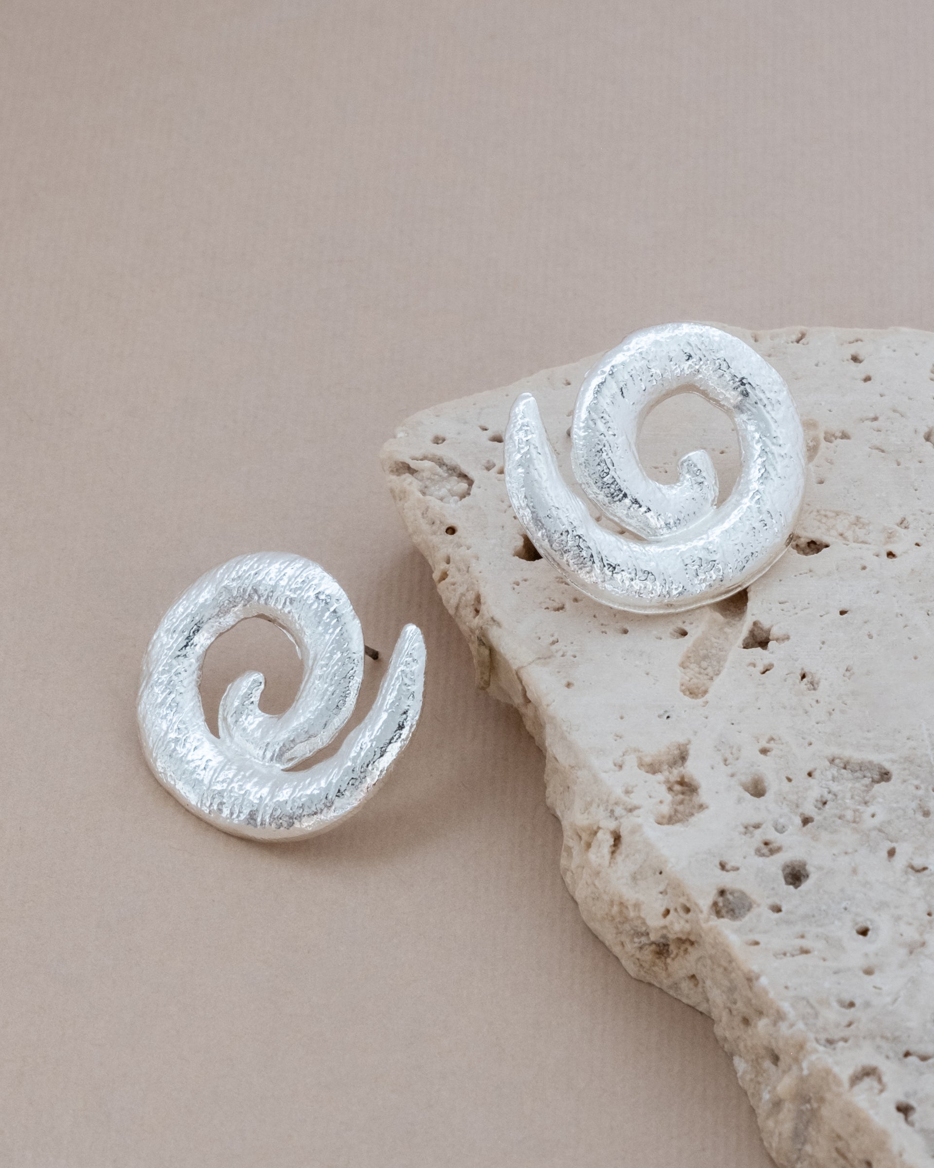 Silver Spiral Stud Earrings