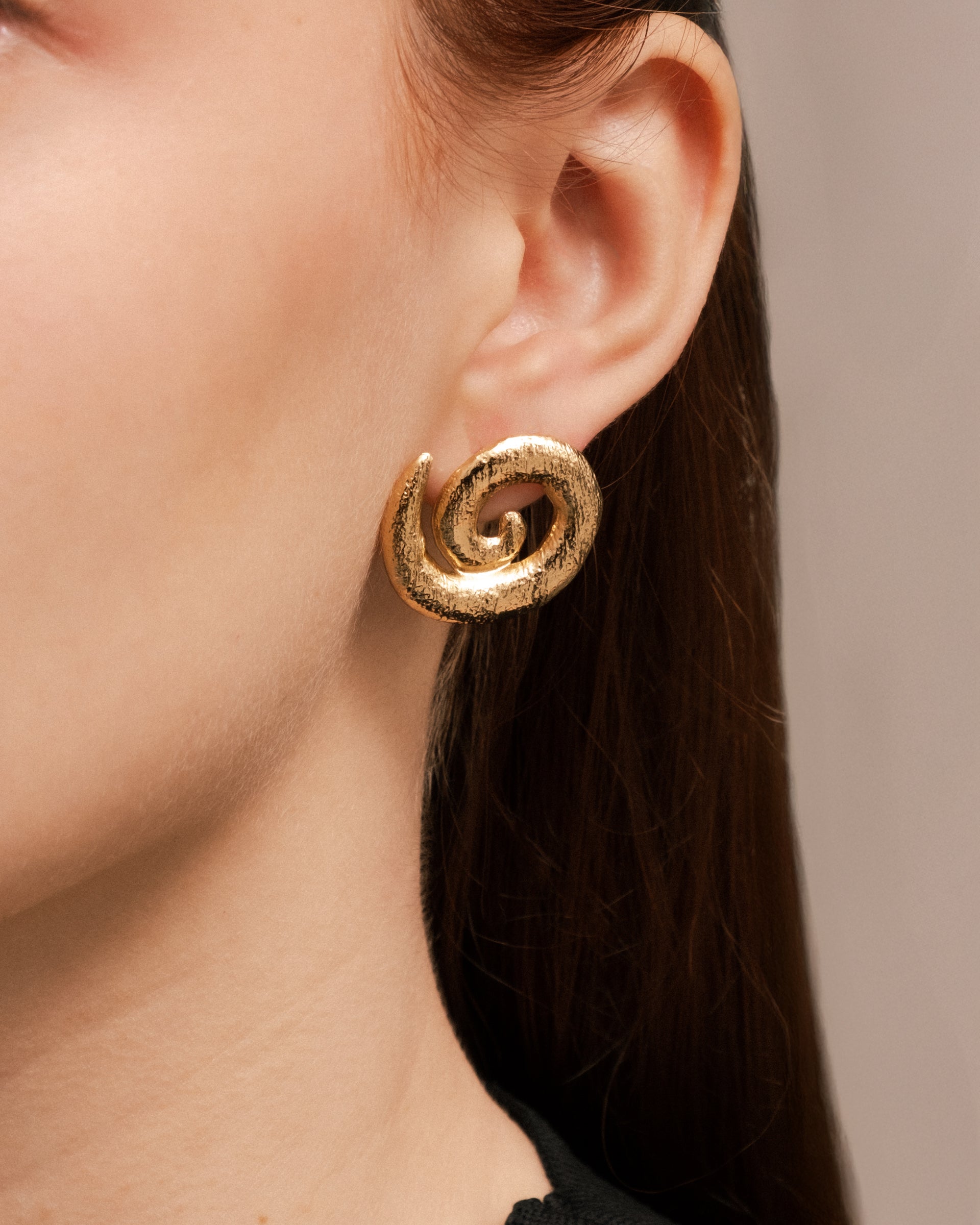 Gold Spiral Stud Earrings