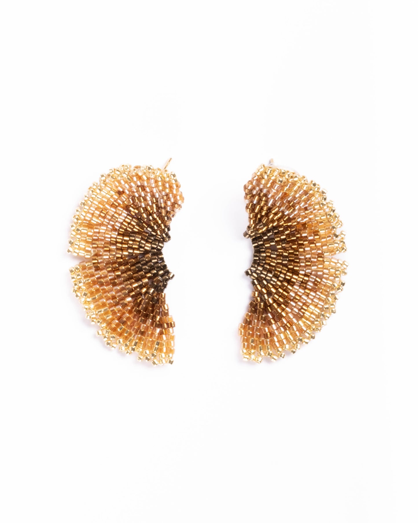 Handwoven Beaded Ginkgo Leaf Stud Earrings