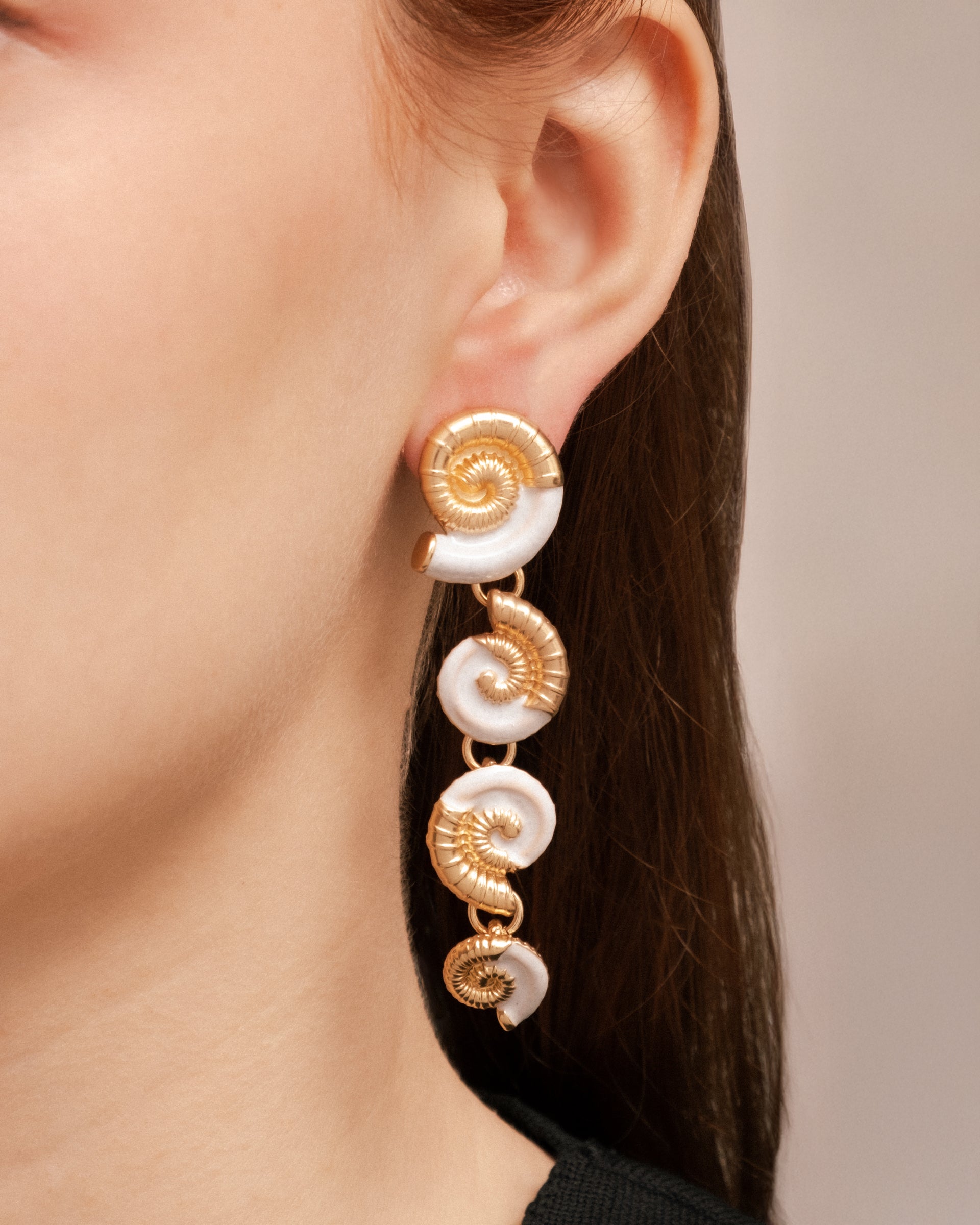 Gold Shell Statement Drop Earrings