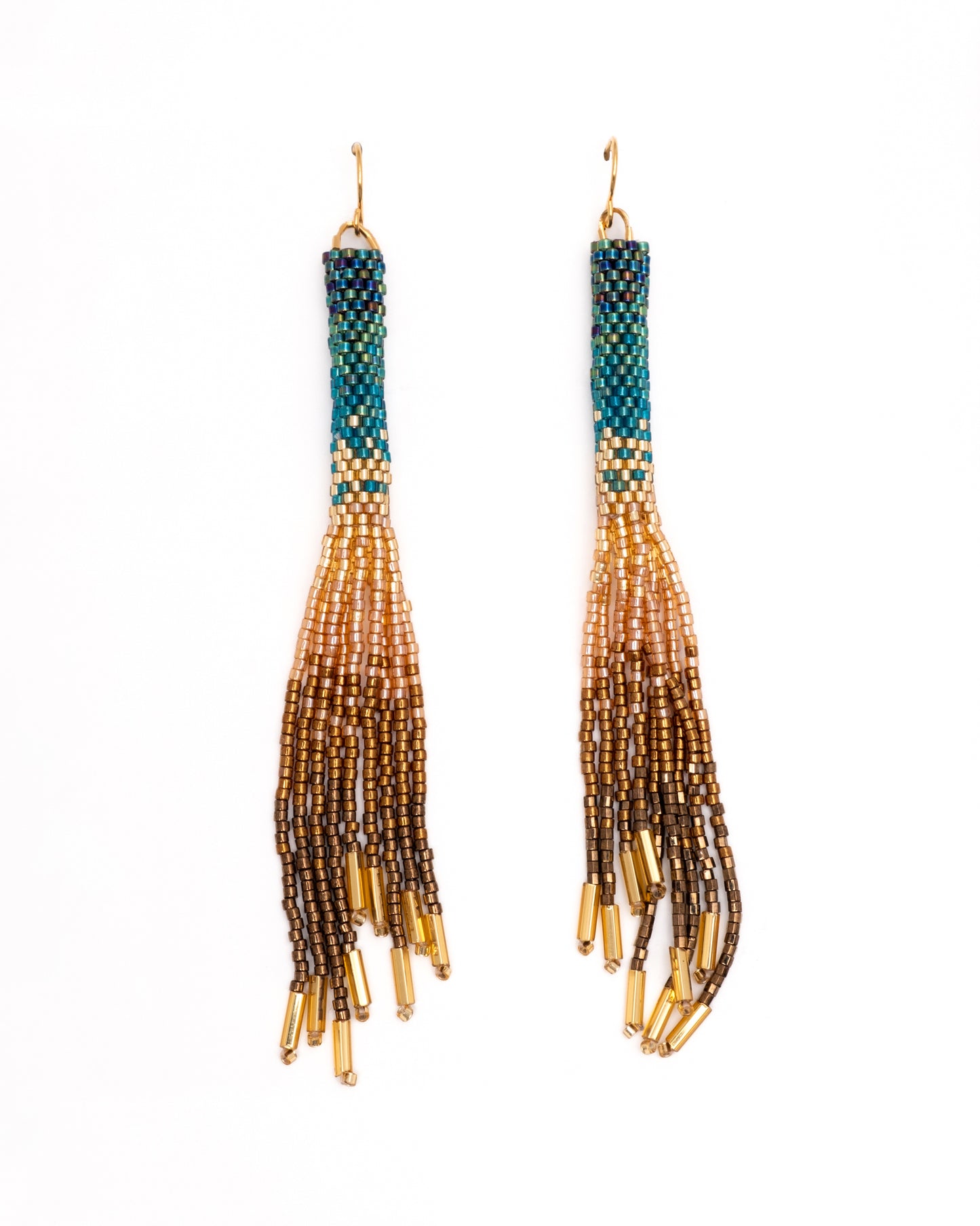 Handwoven Beaded Ombre Tassel Earrings