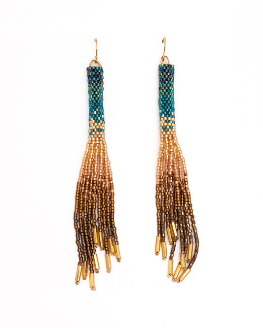 Handwoven Beaded Ombre Tassel Earrings