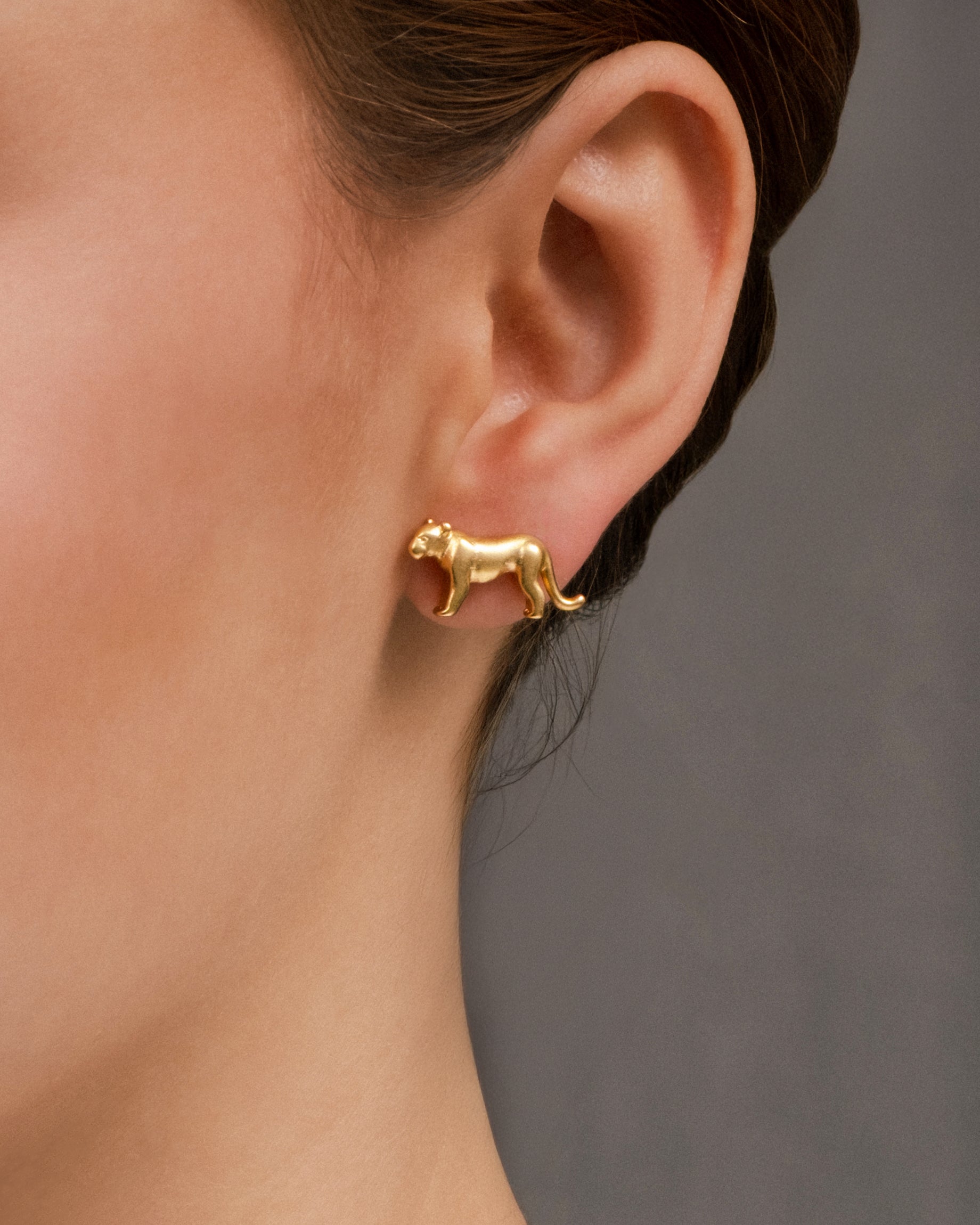Gold Puma Stud Earrings