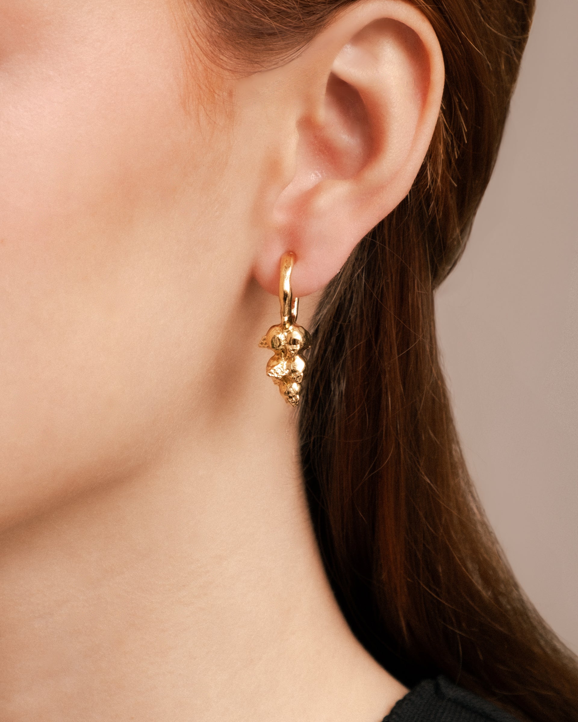 Gold Molten Cluster Mini Hoop Earrings