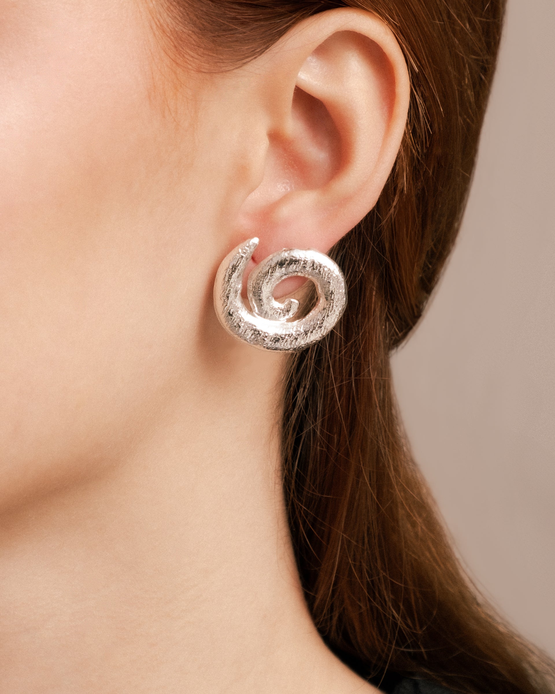 Silver Spiral Stud Earrings