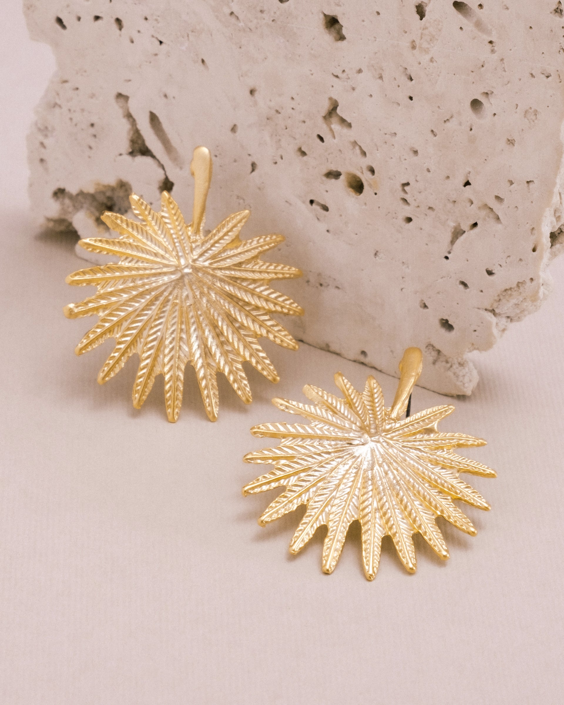 Gold Palm Leaf Earrings