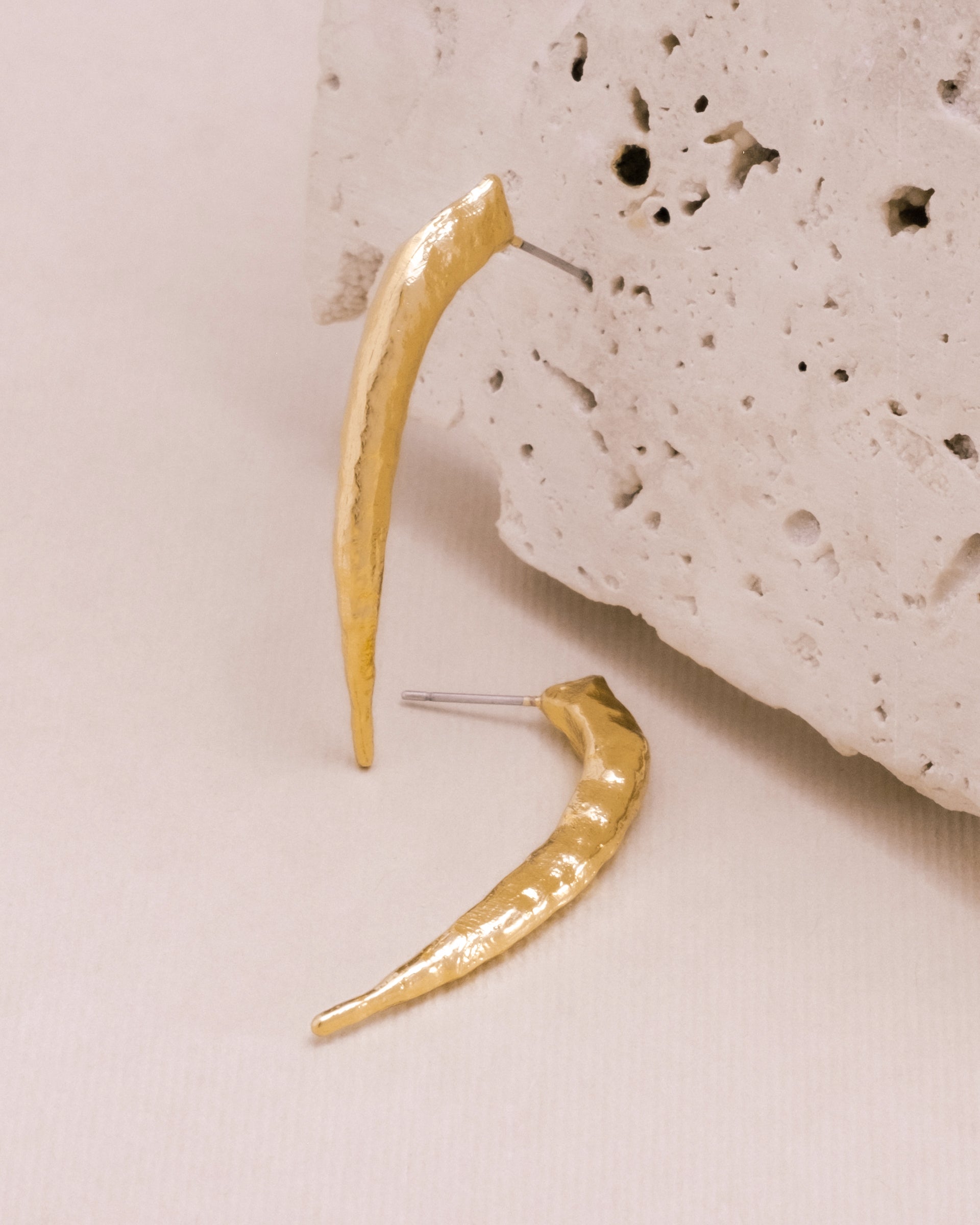 Gold Tribal Horn Earring