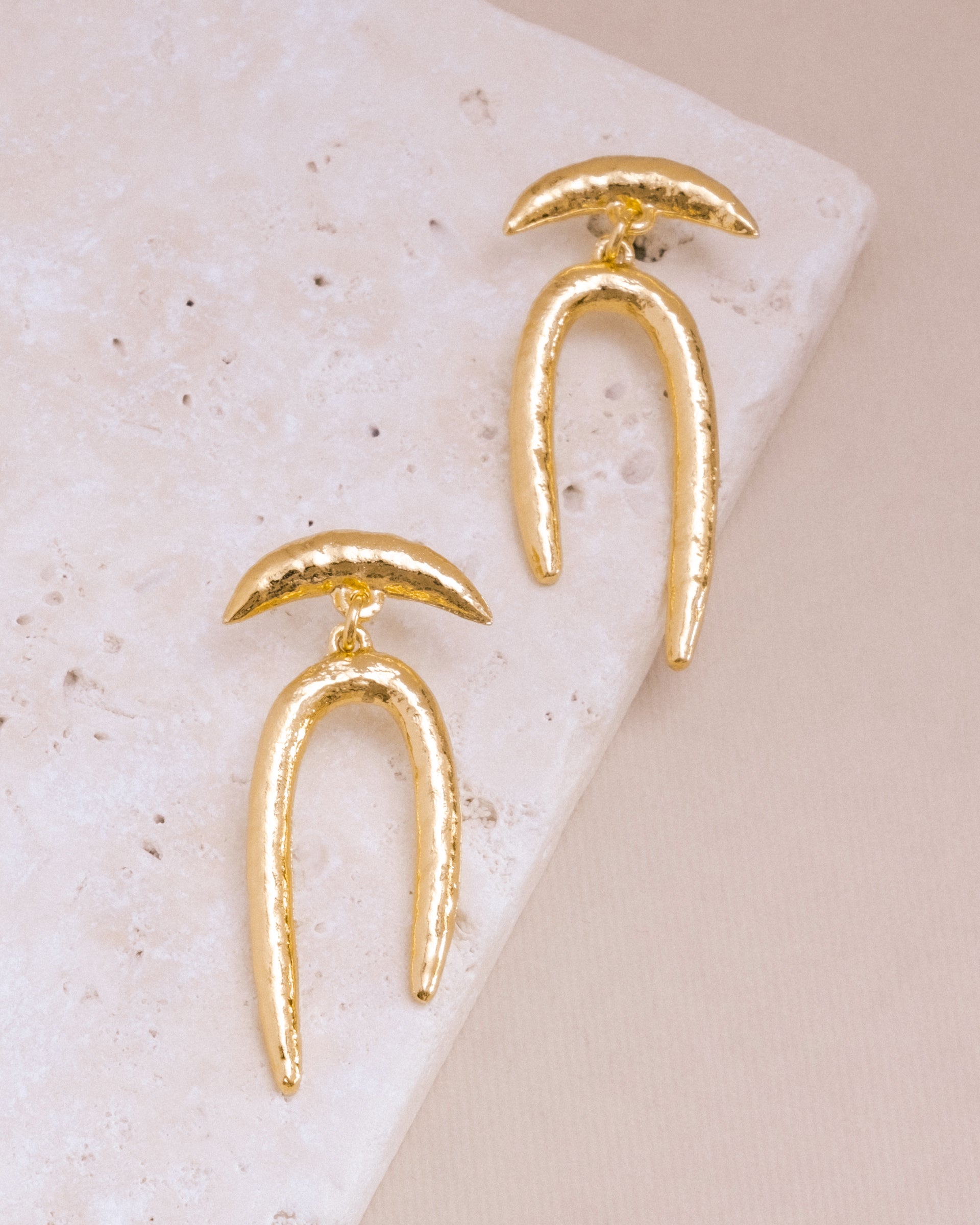 Gold Lunar Arc Drop Earring