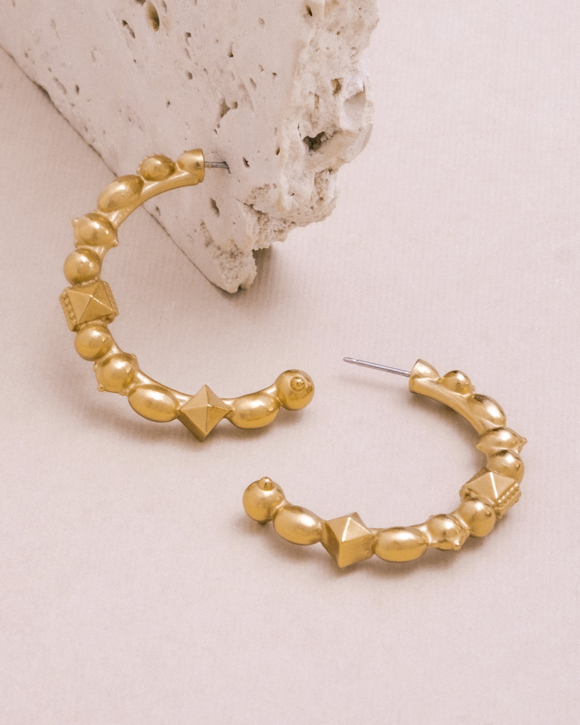 Gold Tribal Hoop Earring