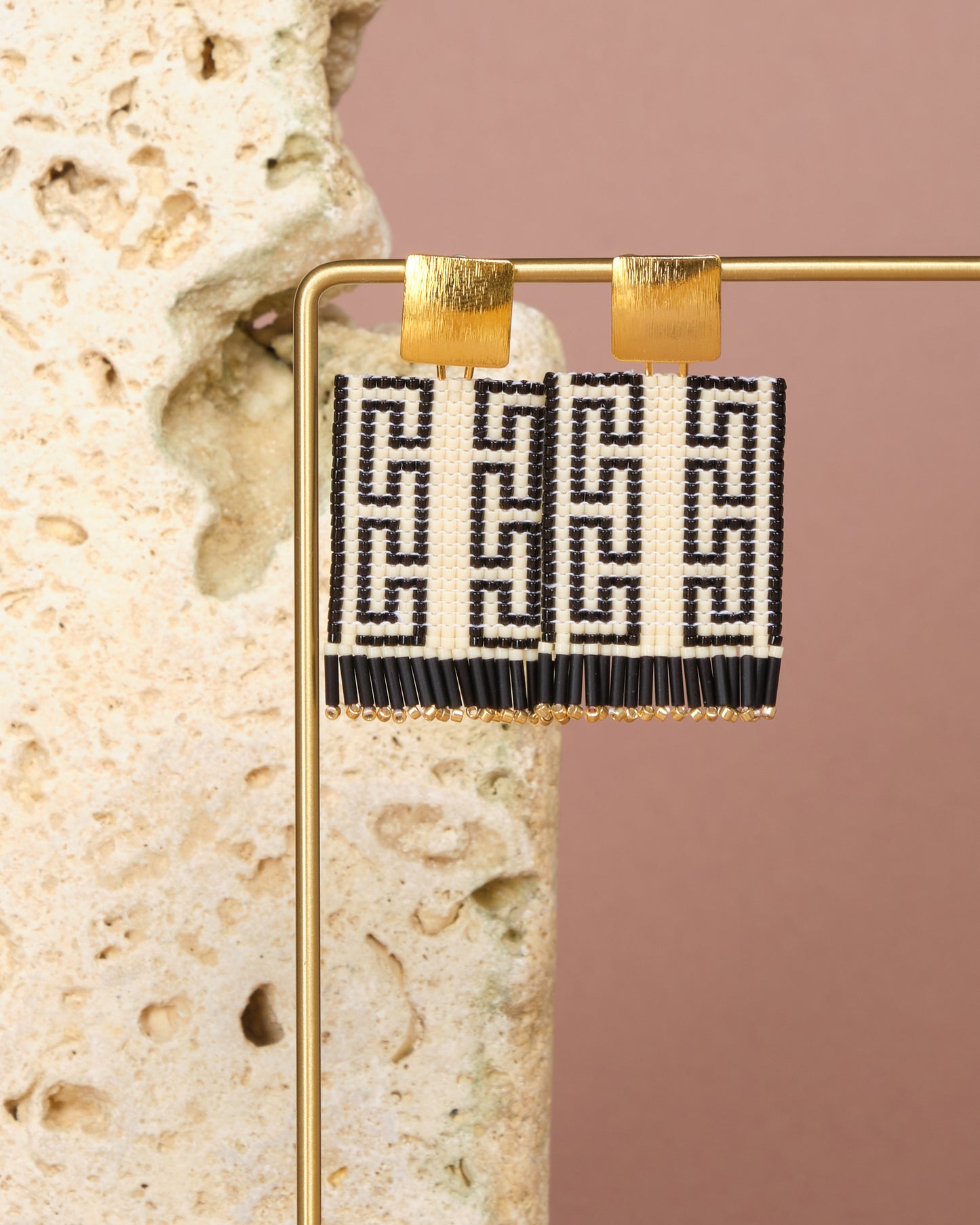 Beaded Handwoven Guajira Square Earrings