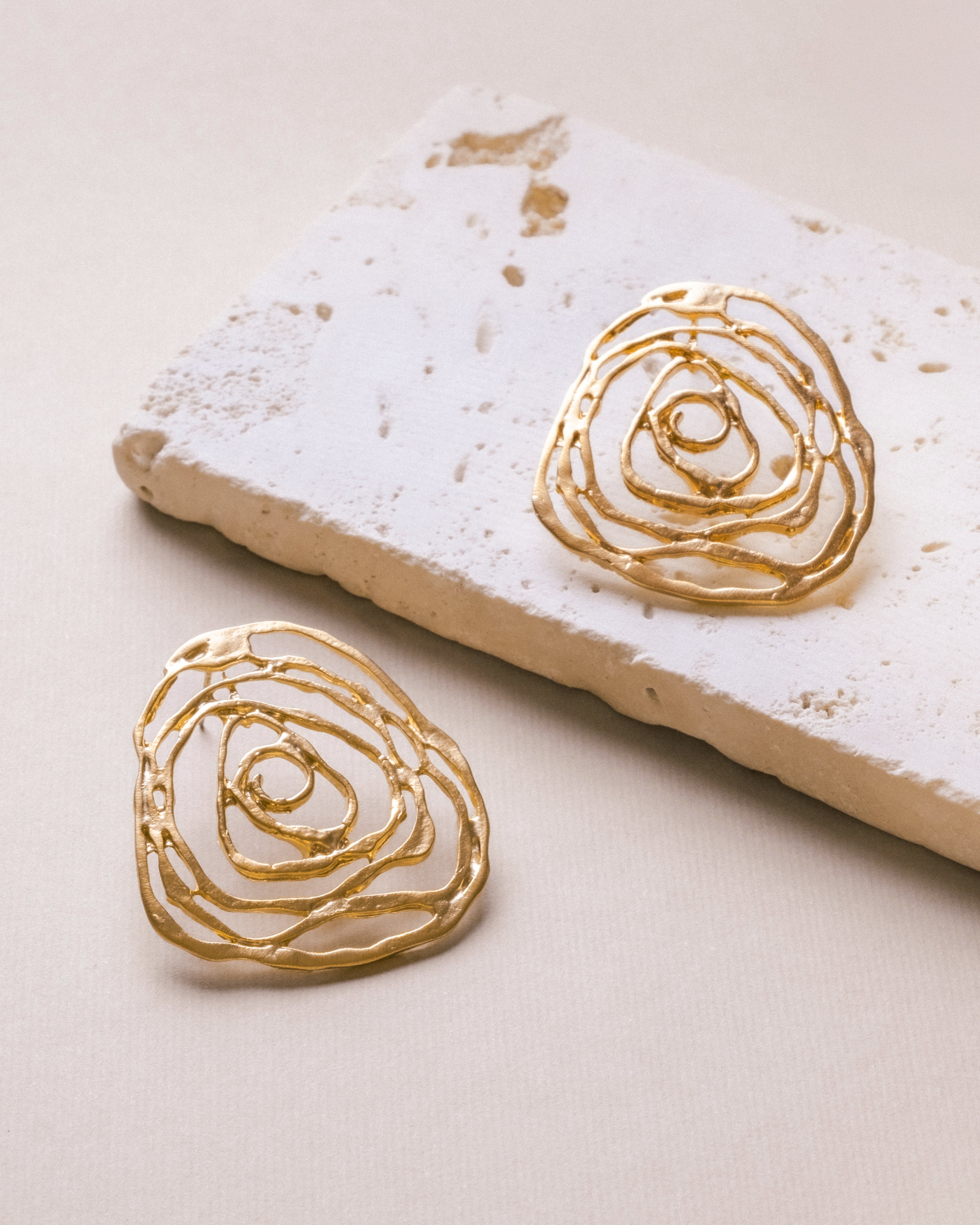 Gold Abstract Statement Rose Earring