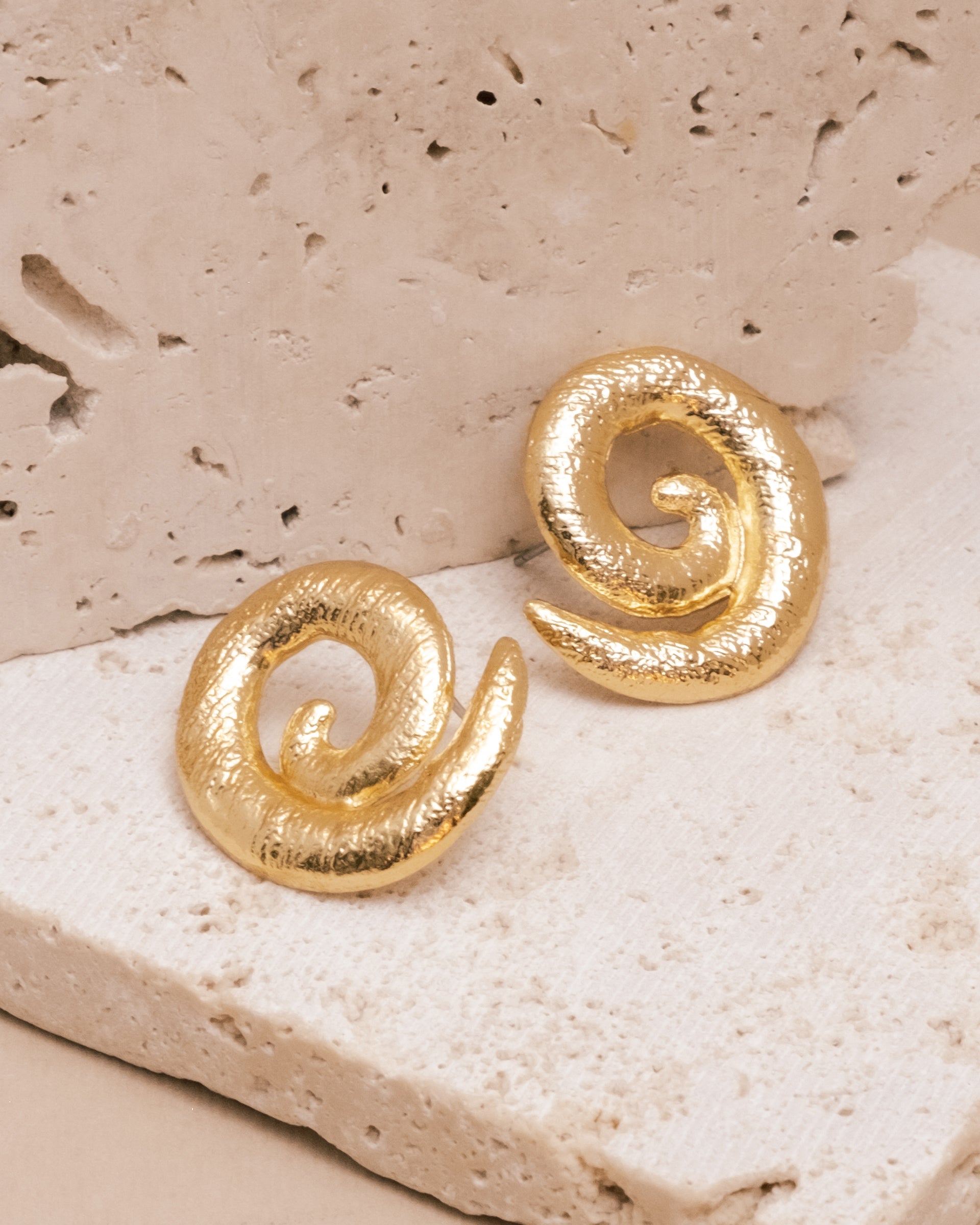 Gold Spiral Stud Earrings